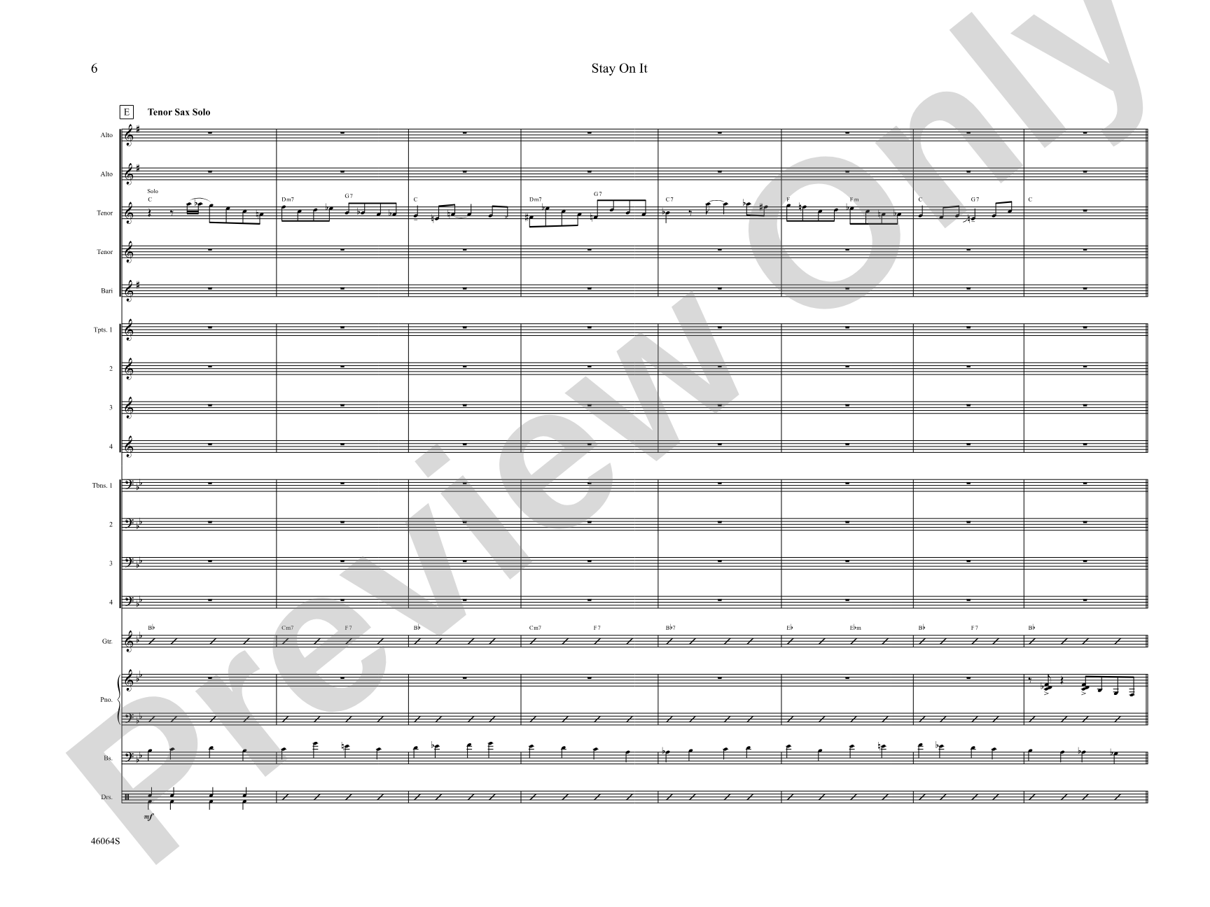 Stay On It: Jazz Ensemble Conductor Score & Parts