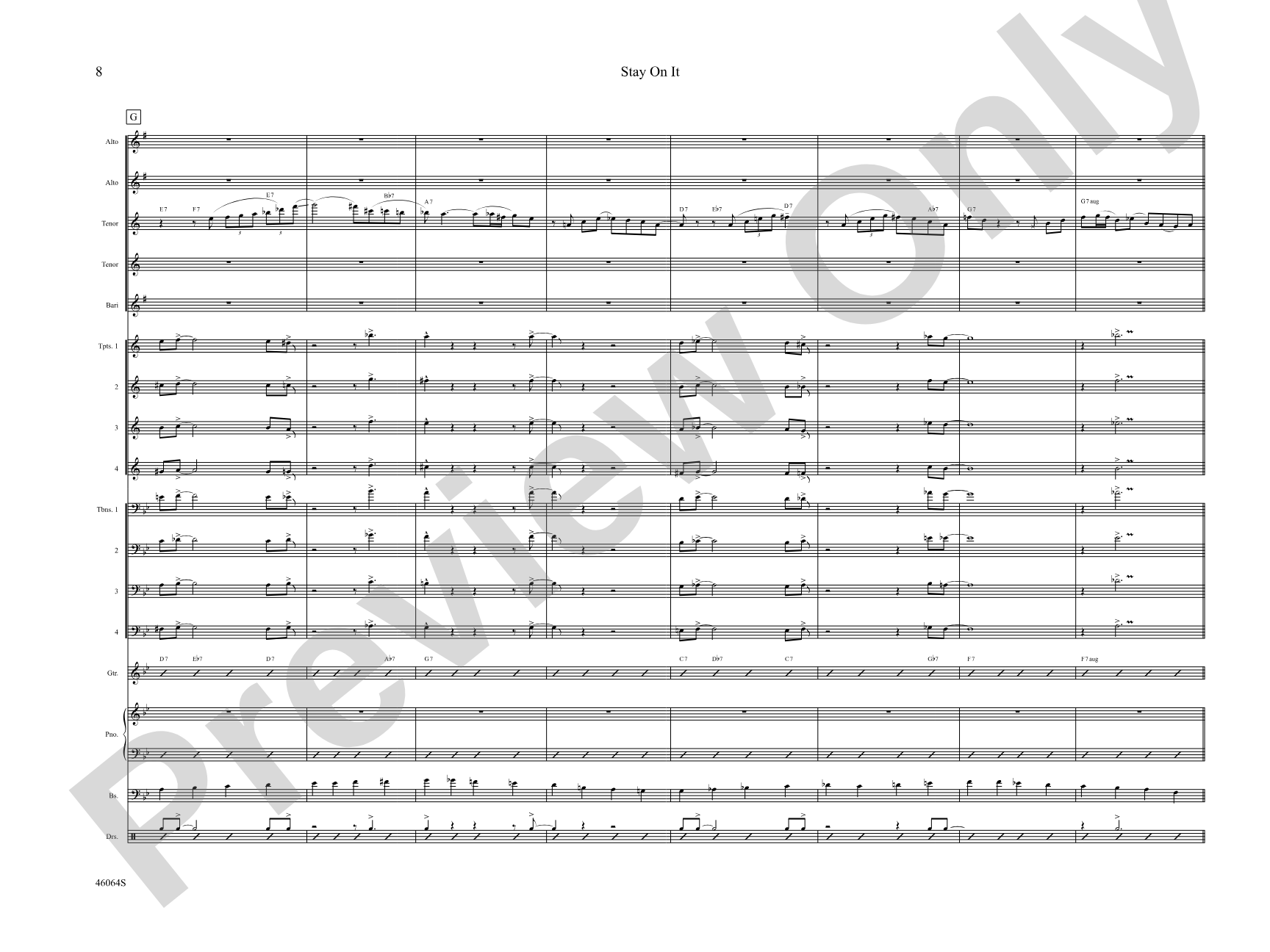 Stay On It: Jazz Ensemble Conductor Score & Parts