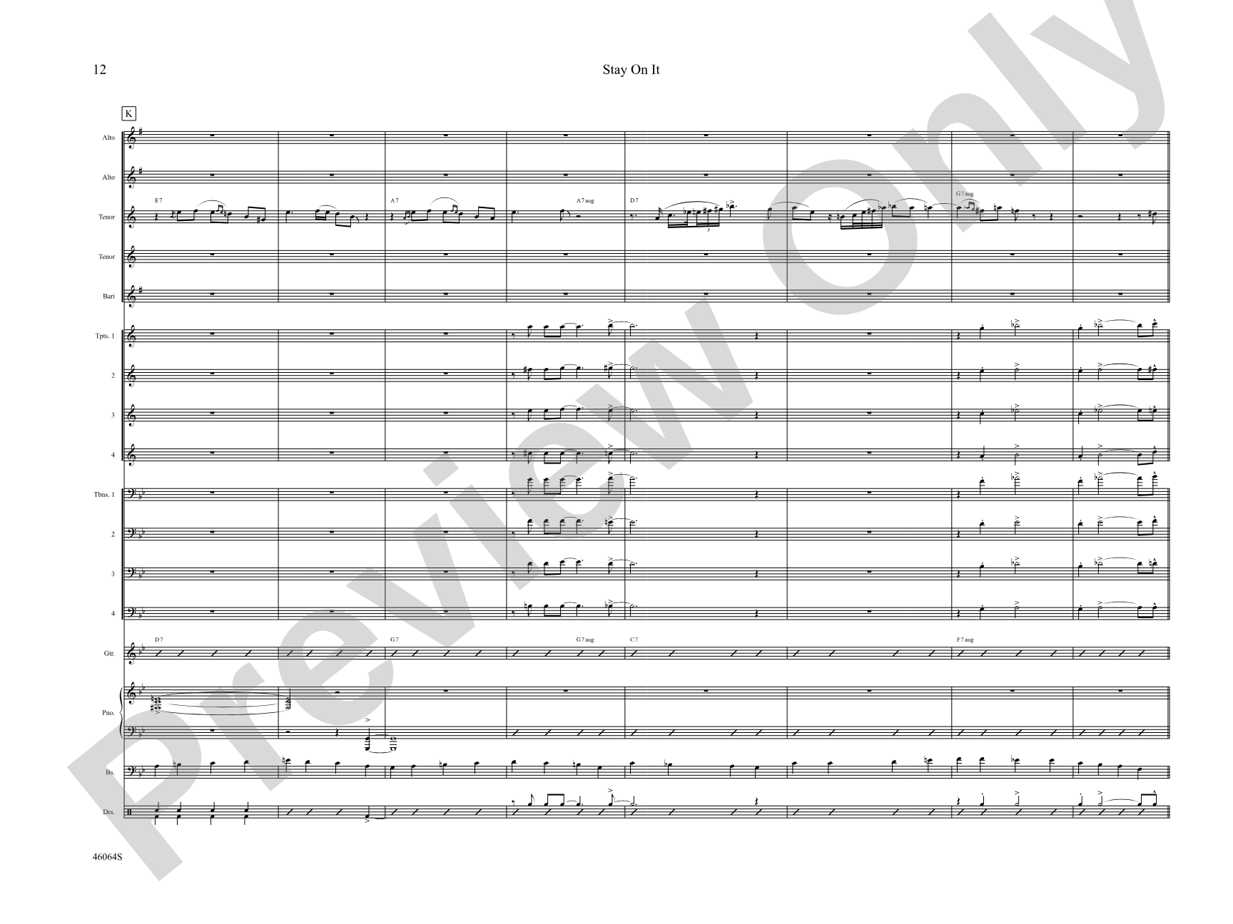 Stay On It: Jazz Ensemble Conductor Score & Parts