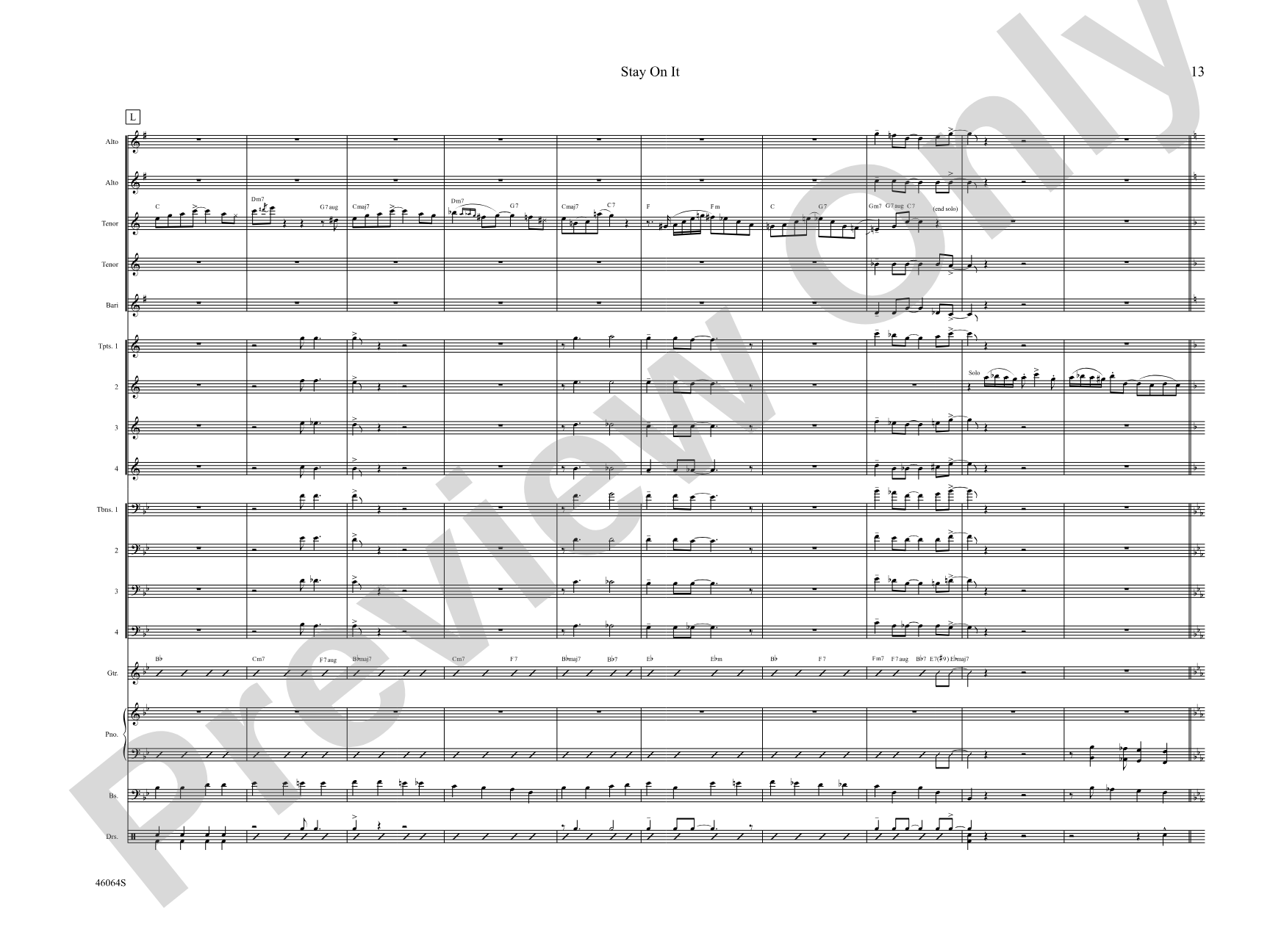 Stay On It: Jazz Ensemble Conductor Score & Parts
