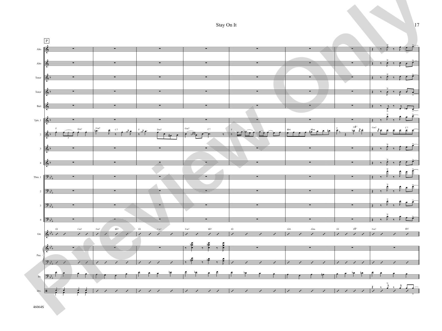 Stay On It: Jazz Ensemble Conductor Score & Parts