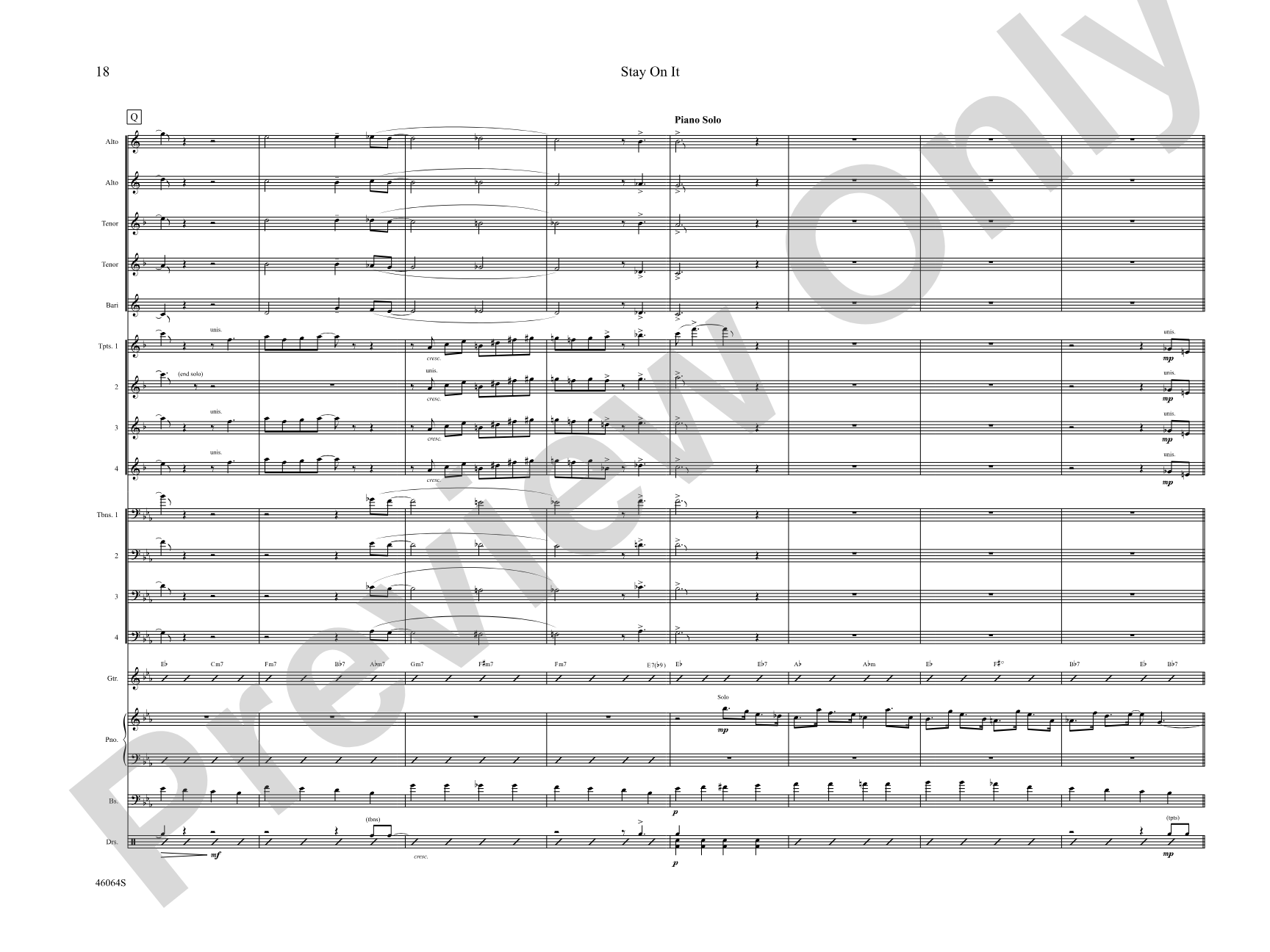 Stay On It: Jazz Ensemble Conductor Score & Parts