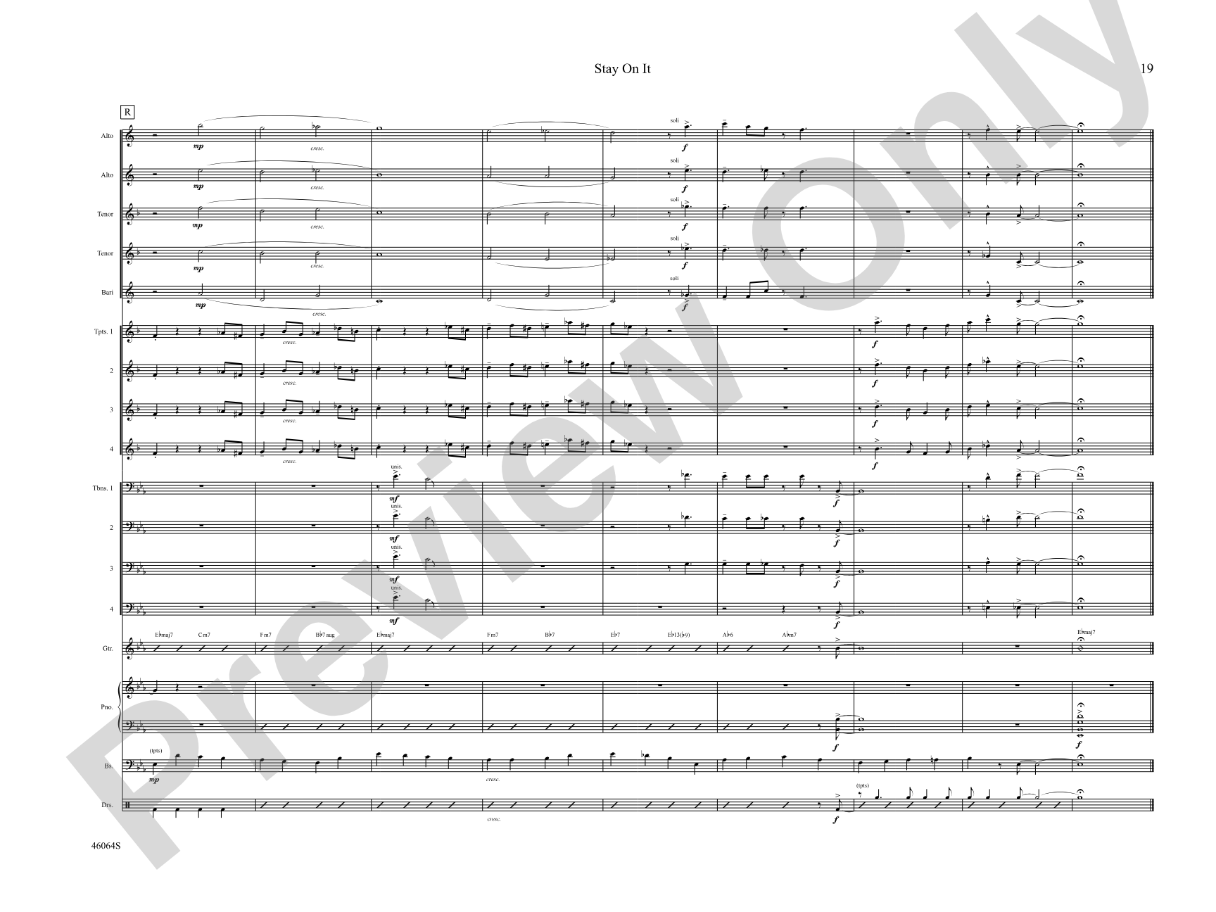 Stay On It: Jazz Ensemble Conductor Score & Parts