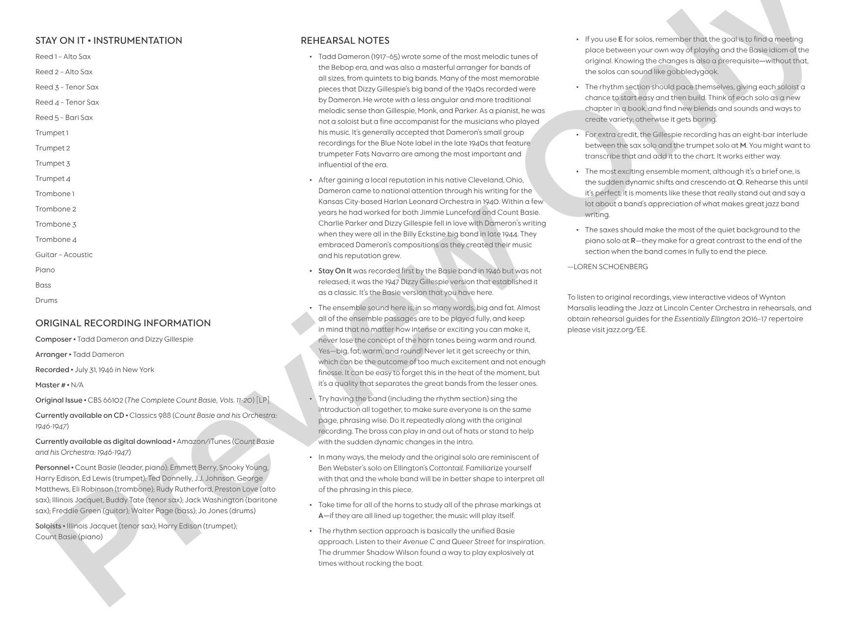 Stay On It: Jazz Ensemble Conductor Score & Parts