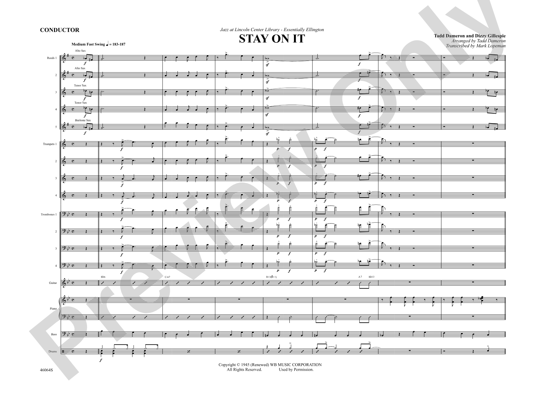 Stay On It: Jazz Ensemble Conductor Score & Parts