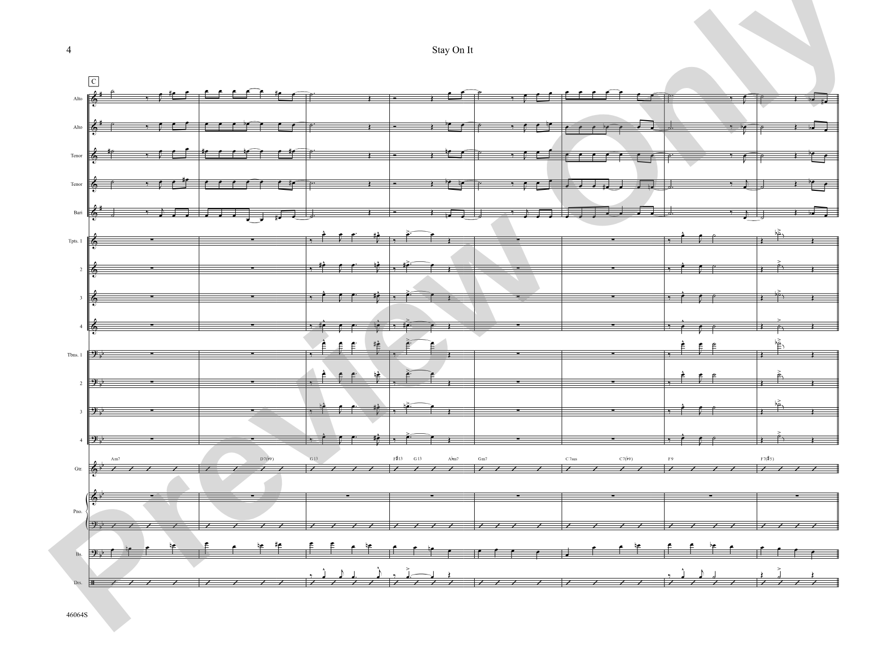 Stay On It: Jazz Ensemble Conductor Score & Parts