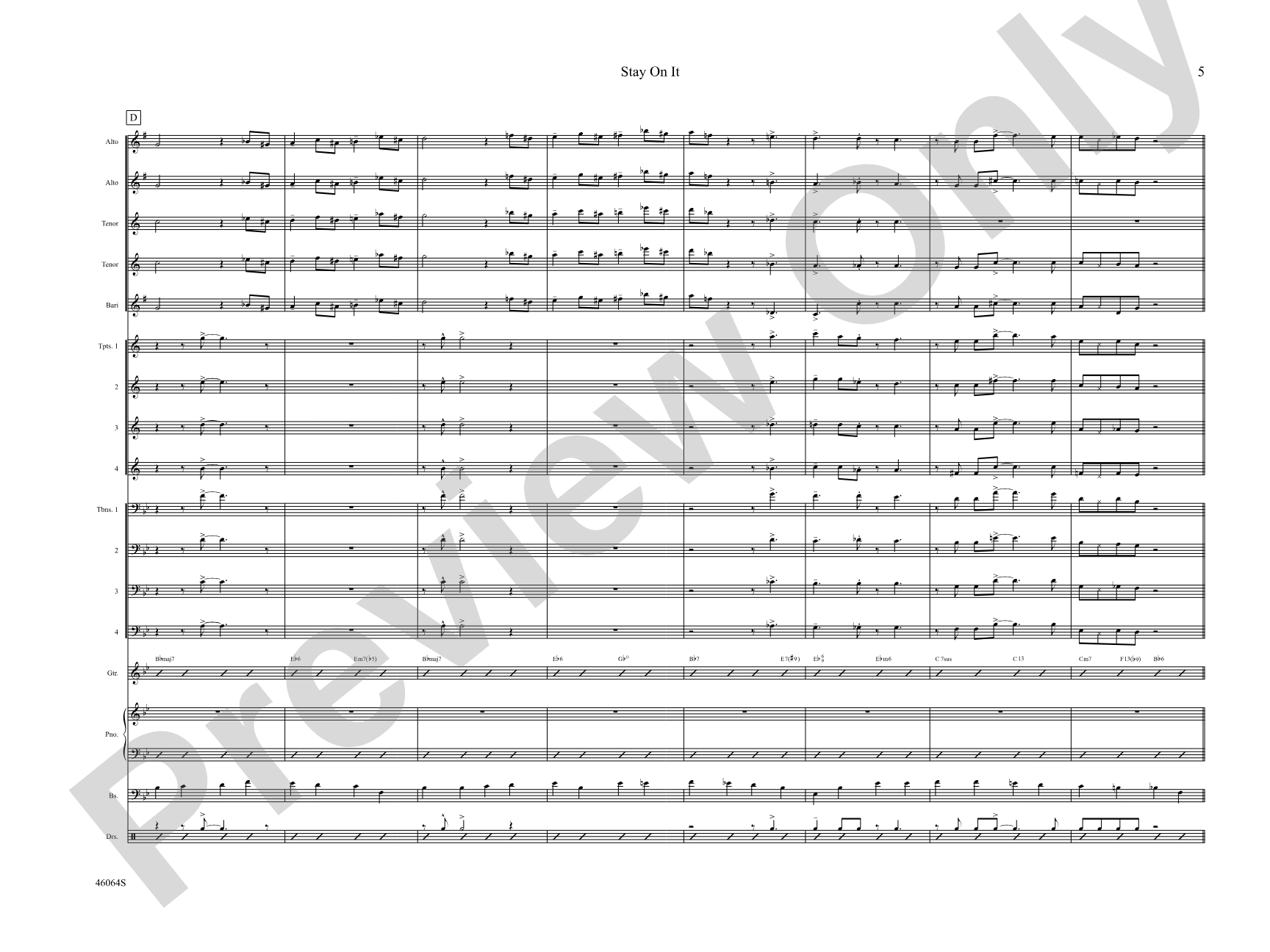 Stay On It: Jazz Ensemble Conductor Score & Parts