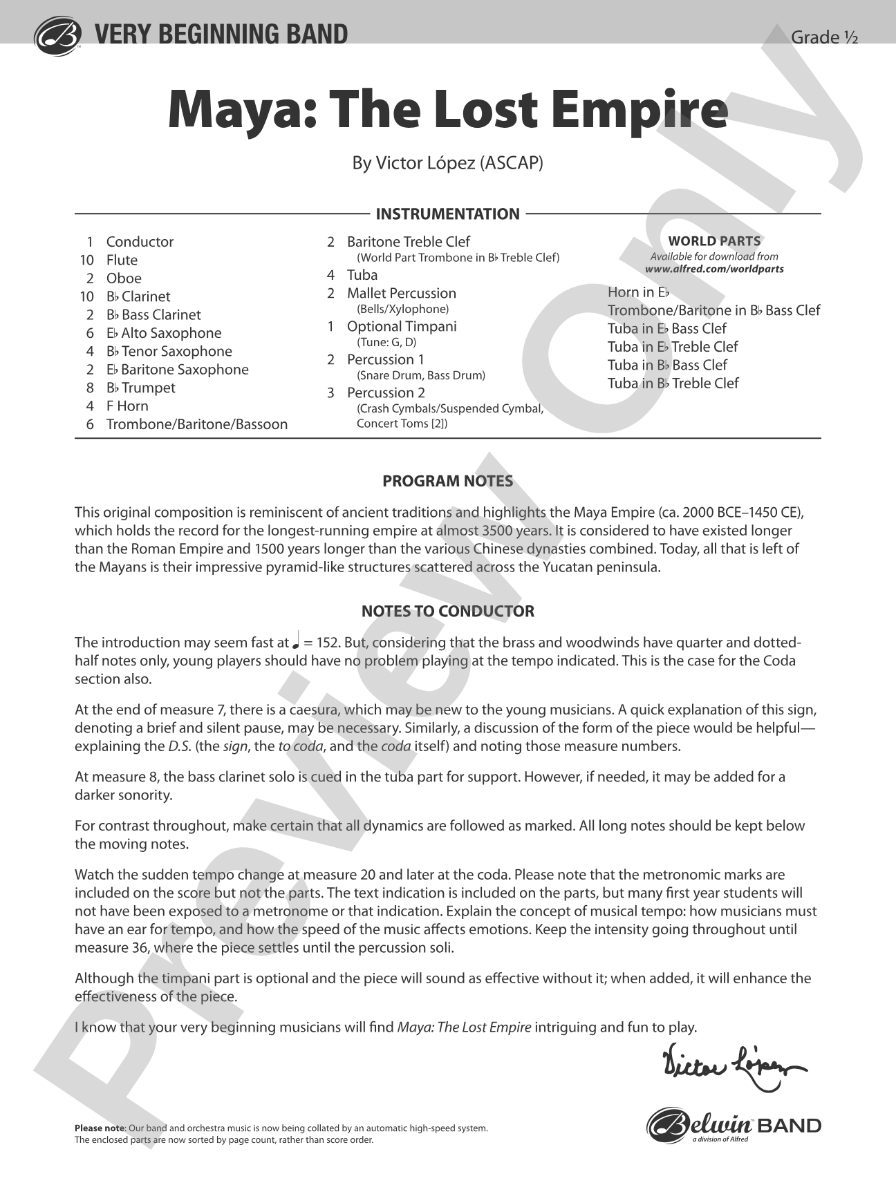 Maya: The Lost Empire: Concert Band Conductor Score & Parts