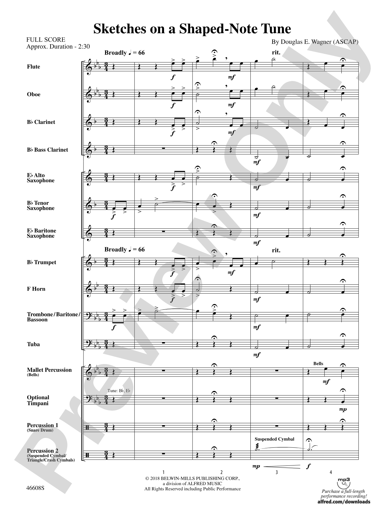 Sketches on a Shaped-Note Tune: Concert Band Conductor Score & Parts