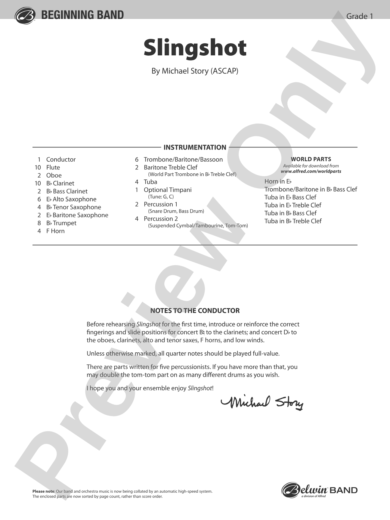 Slingshot: Concert Band Conductor Score & Parts