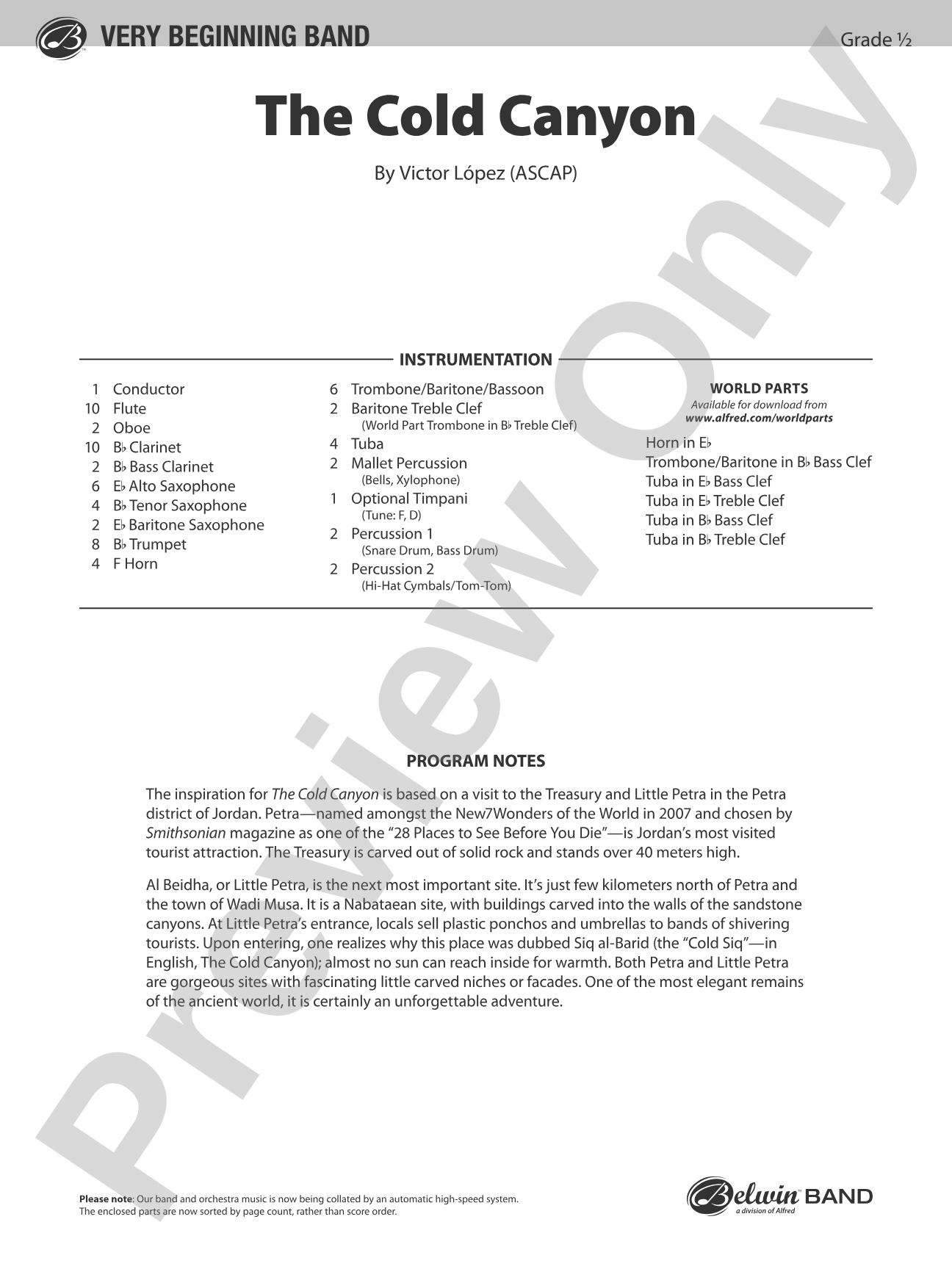 The Cold Canyon: Concert Band Conductor Score & Parts
