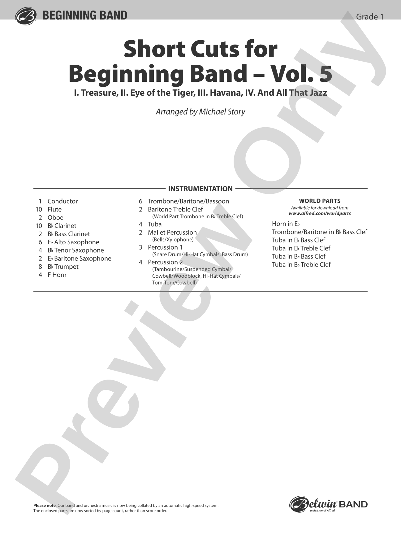 Short Cuts for Beginning Band -- Vol. 5: Concert Band Conductor Score & Parts