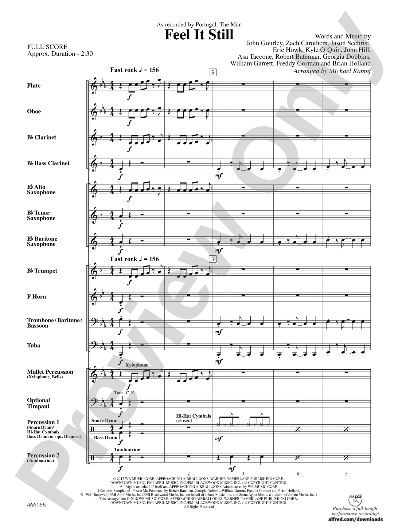 Feel It Still: Concert Band Conductor Score & Parts