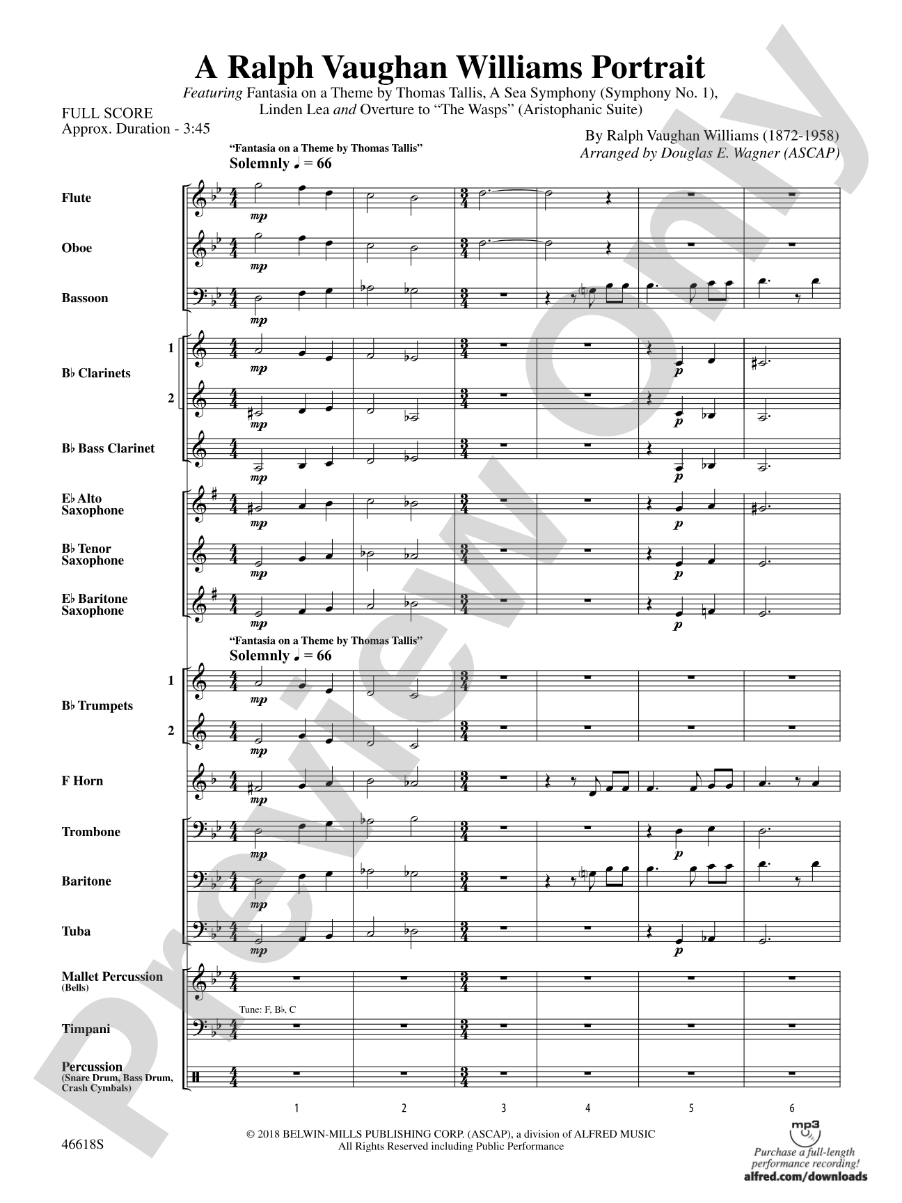 A Ralph Vaughan Williams Portrait: Score