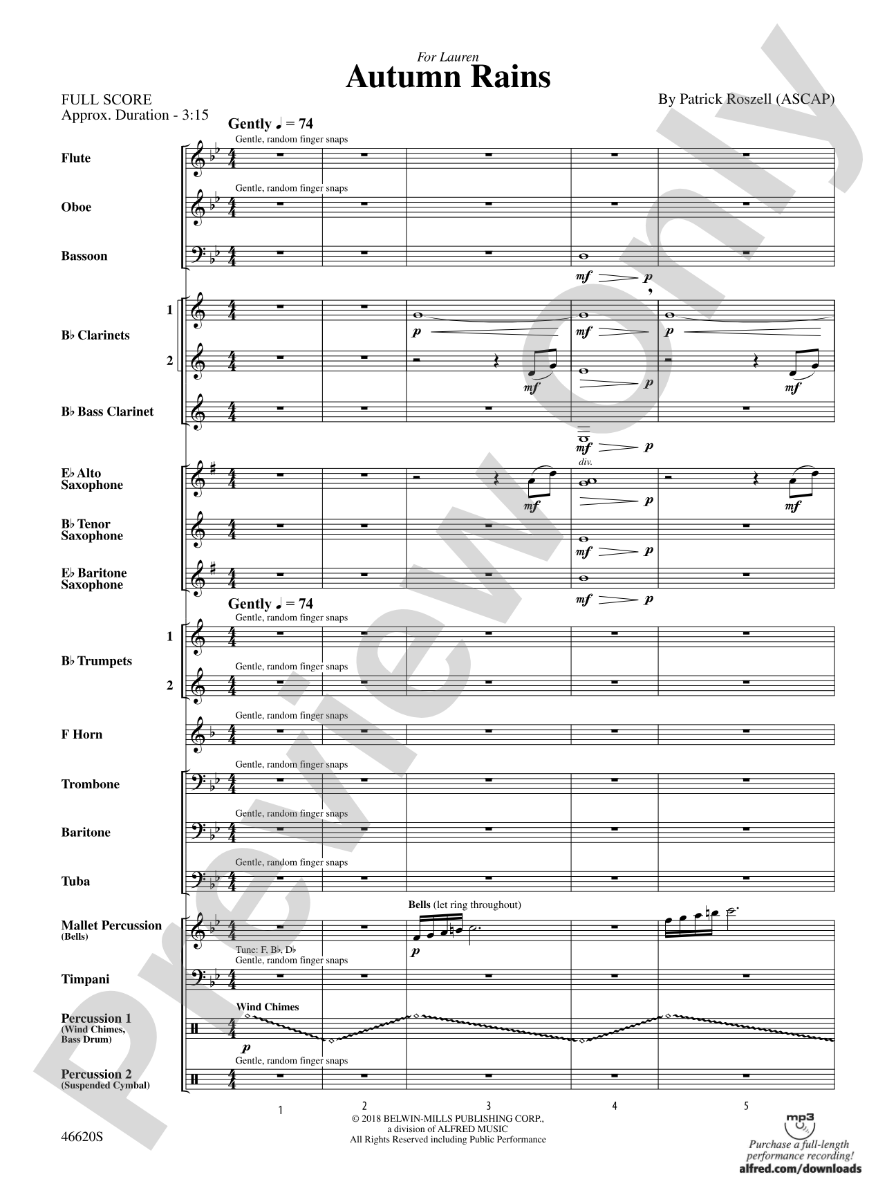 Autumn Rains: Concert Band Conductor Score & Parts