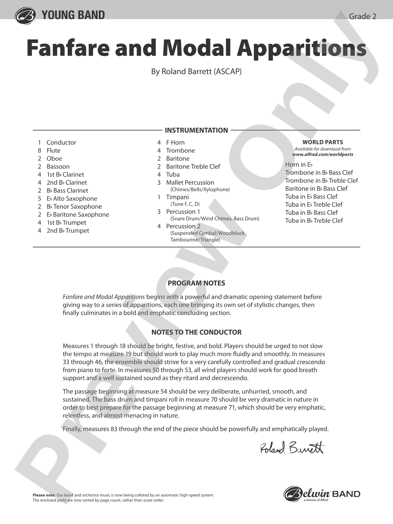 Fanfare and Modal Apparitions: Concert Band Conductor Score & Parts