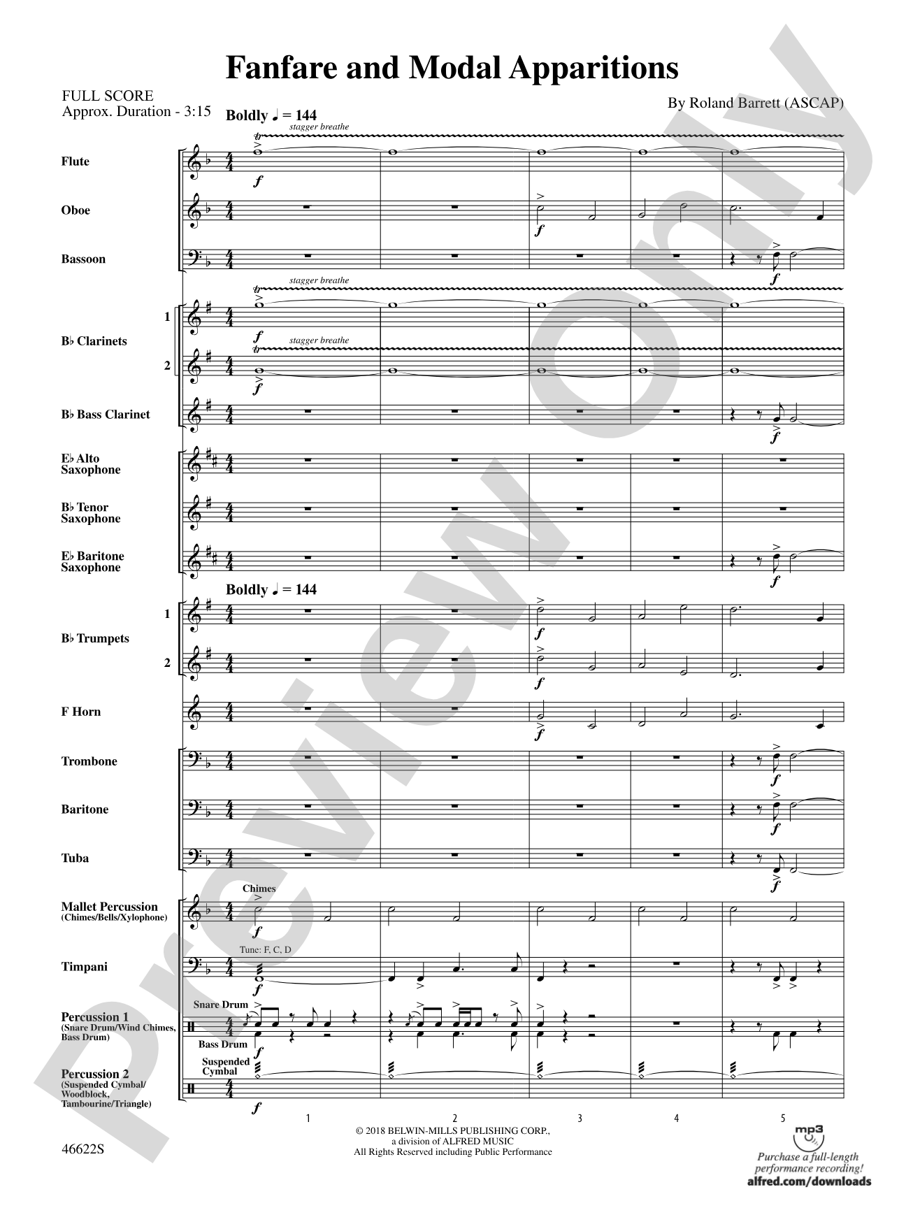 Fanfare and Modal Apparitions: Concert Band Conductor Score & Parts