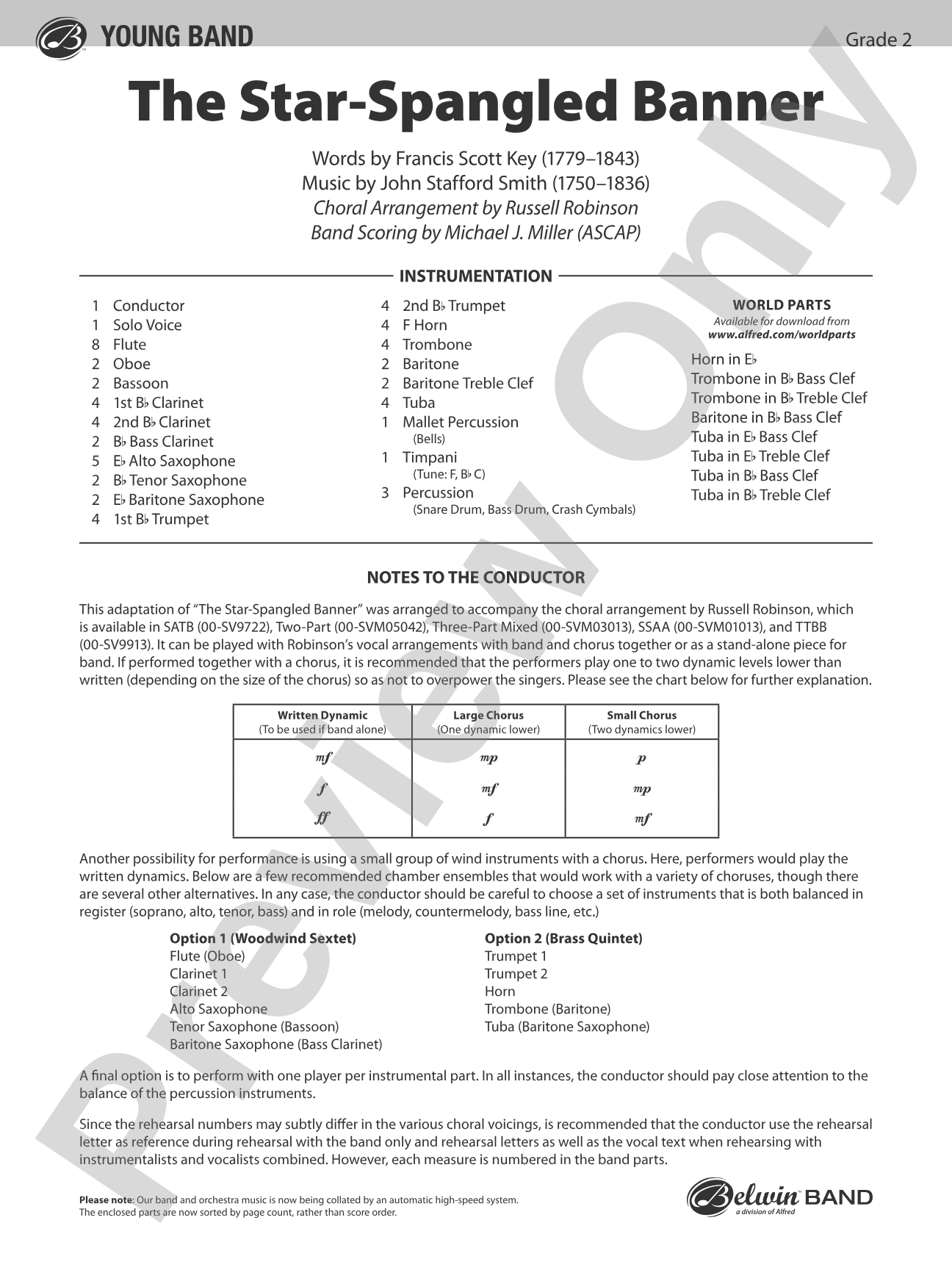 The Star-Spangled Banner: Concert Band Conductor Score & Parts