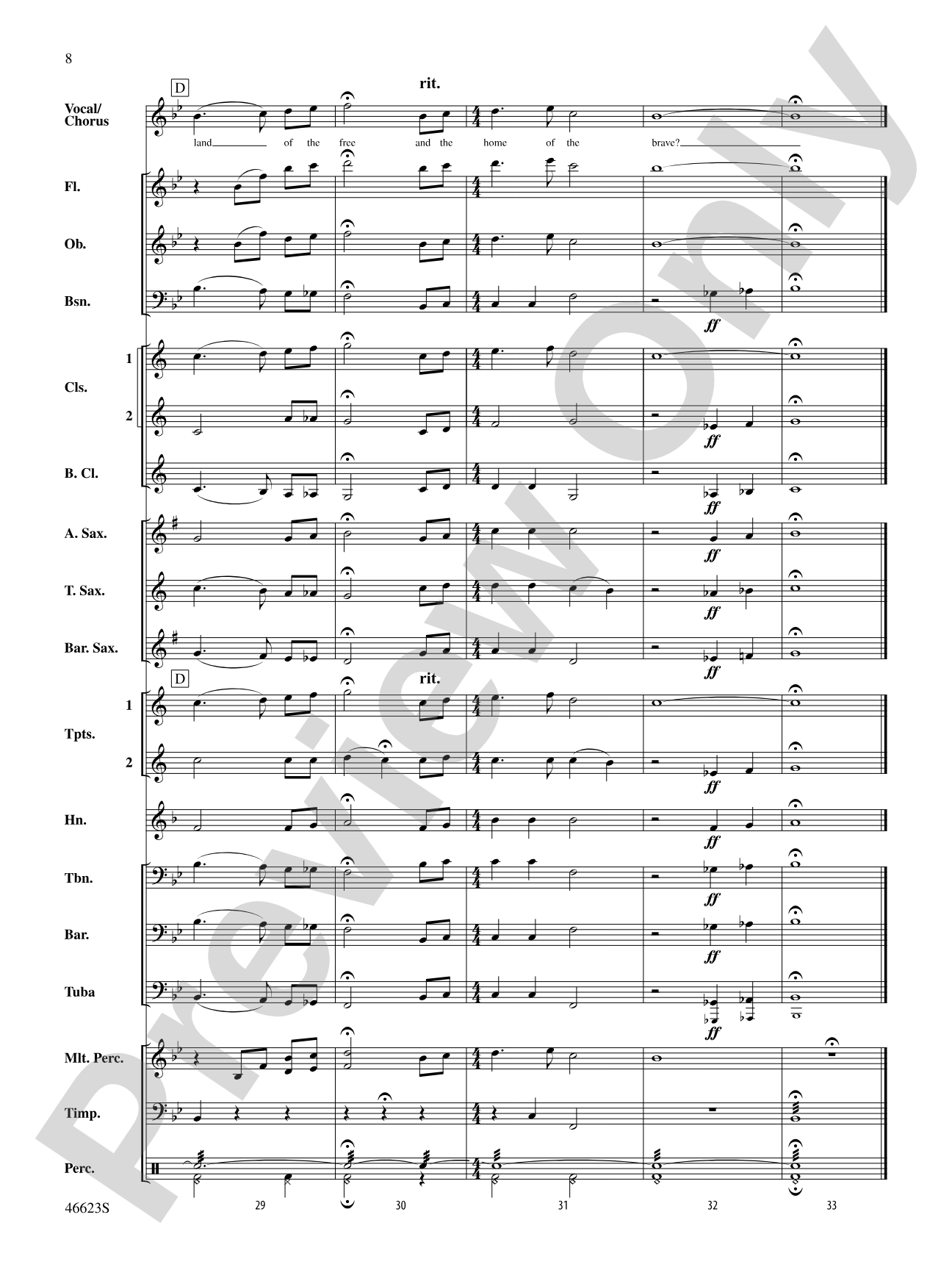 The Star-Spangled Banner: Concert Band Conductor Score & Parts