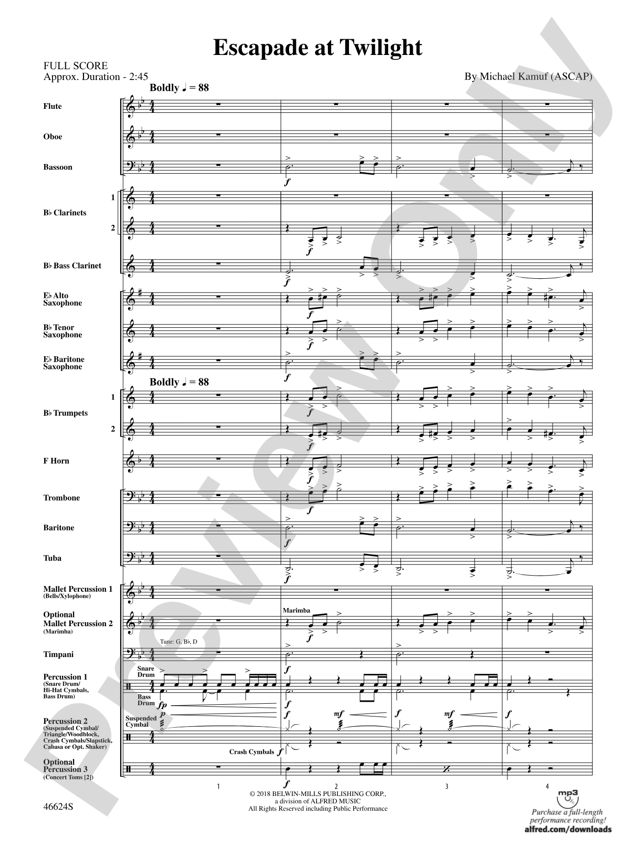 Escapade at Twilight: Concert Band Conductor Score & Parts