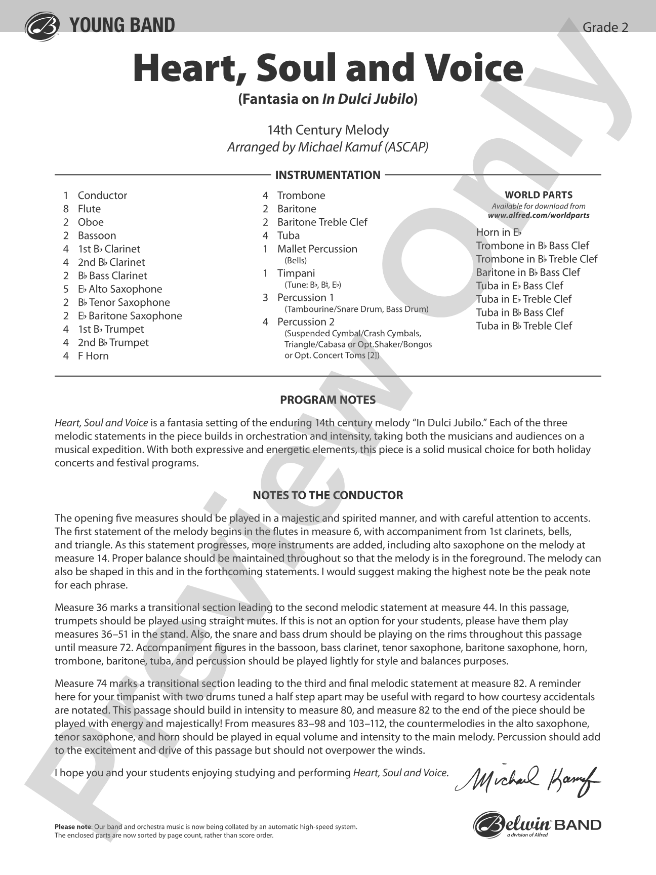 Heart, Soul, and Voice: Concert Band Conductor Score & Parts