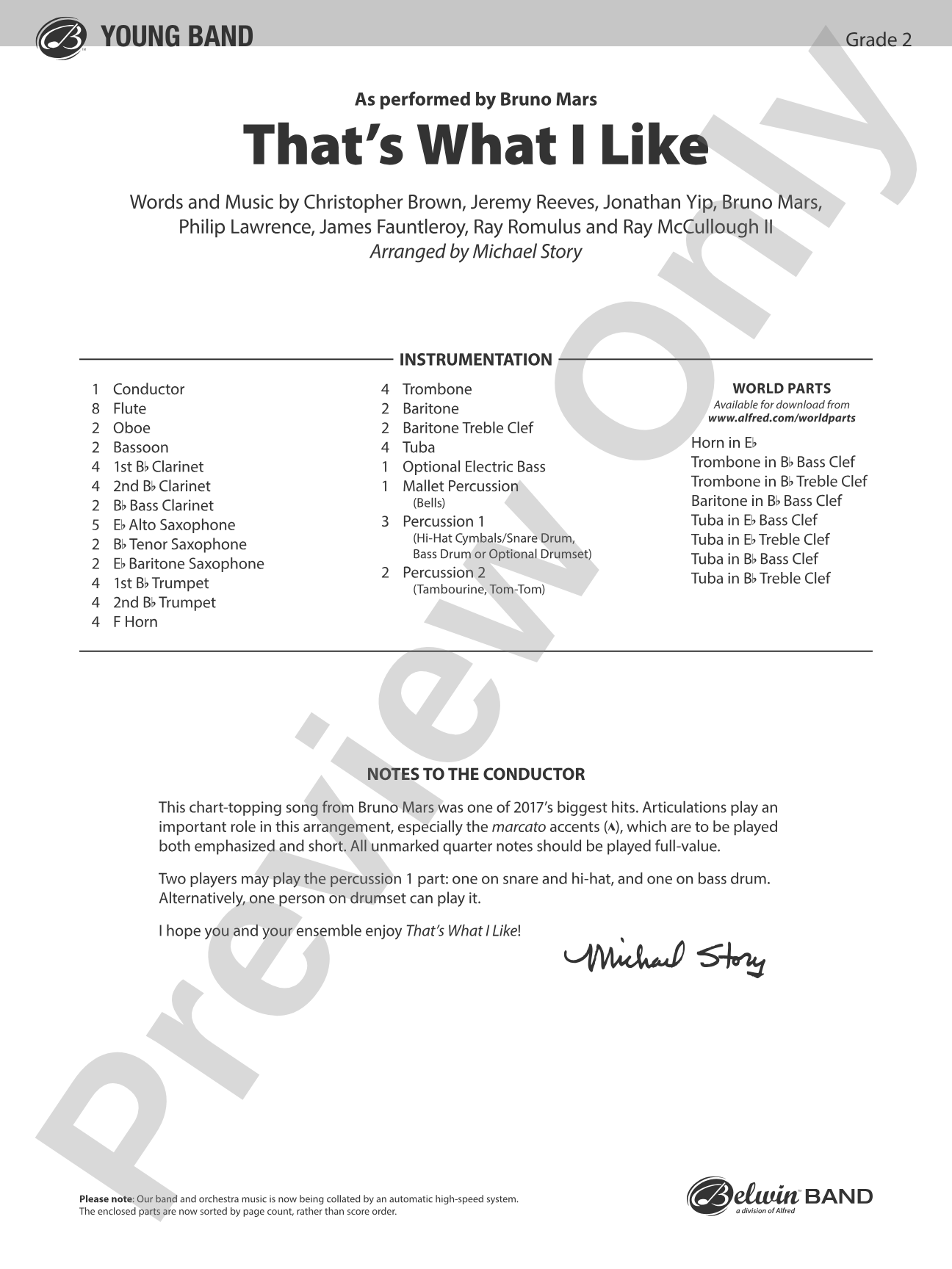 That's What I Like: Concert Band Conductor Score & Parts