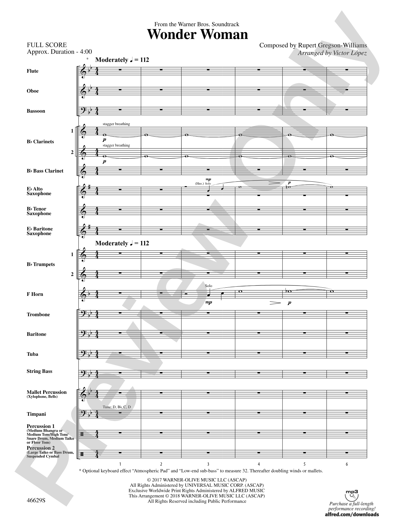 Wonder Woman: From the Warner Bros. Soundtrack: Concert Band Conductor Score & Parts