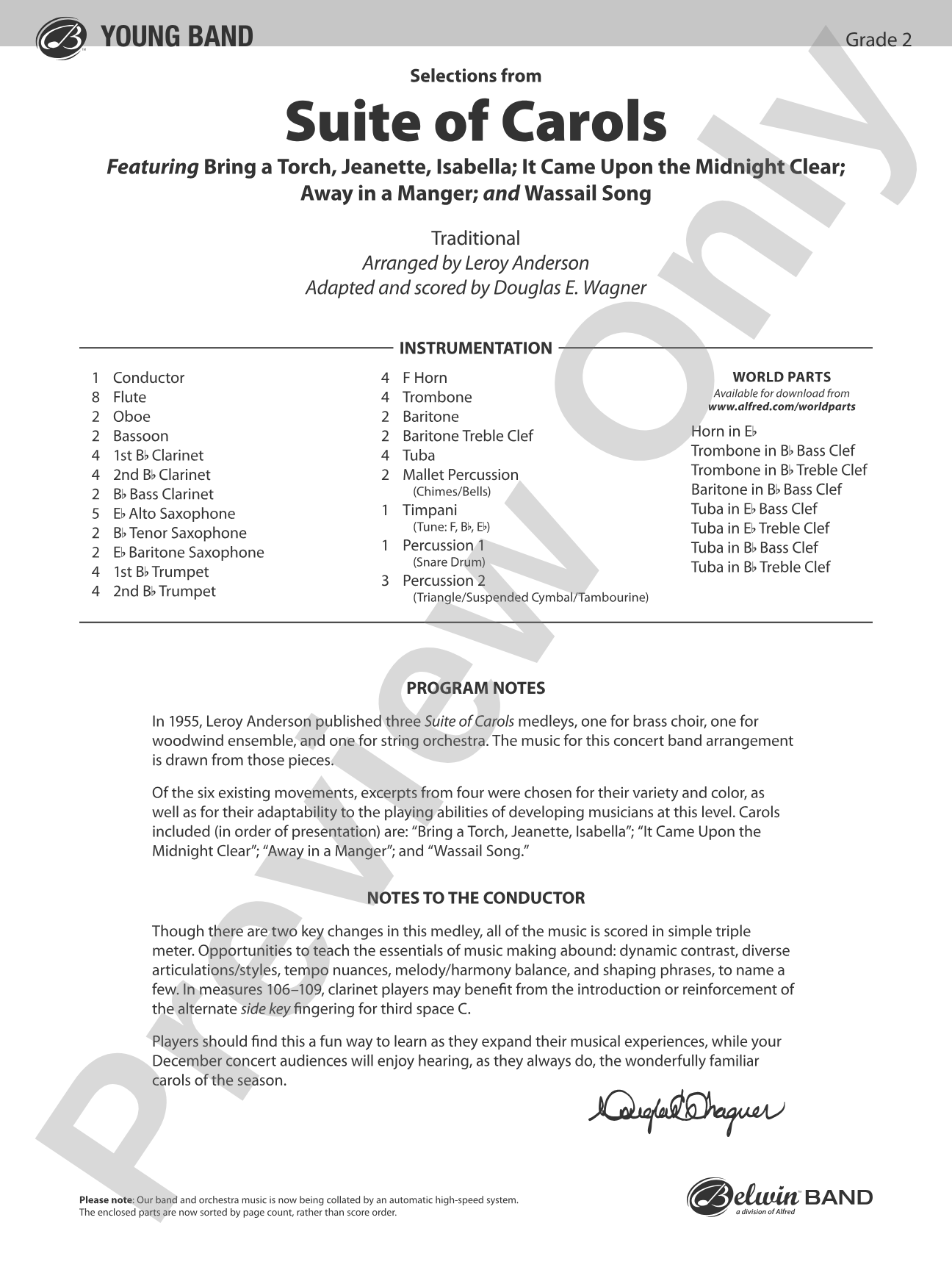 Suite of Carols, Selections from: Concert Band Conductor Score & Parts