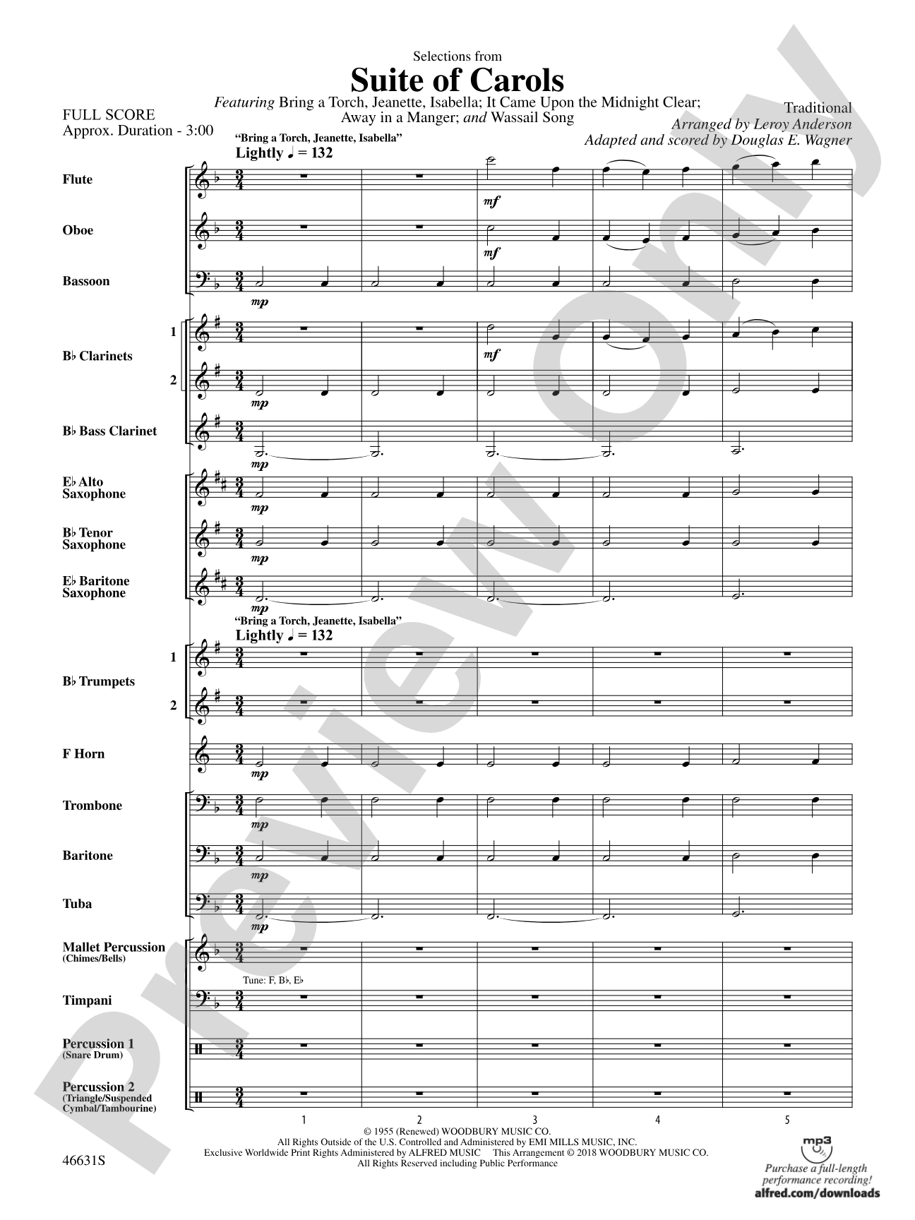 Suite of Carols, Selections from: Concert Band Conductor Score & Parts