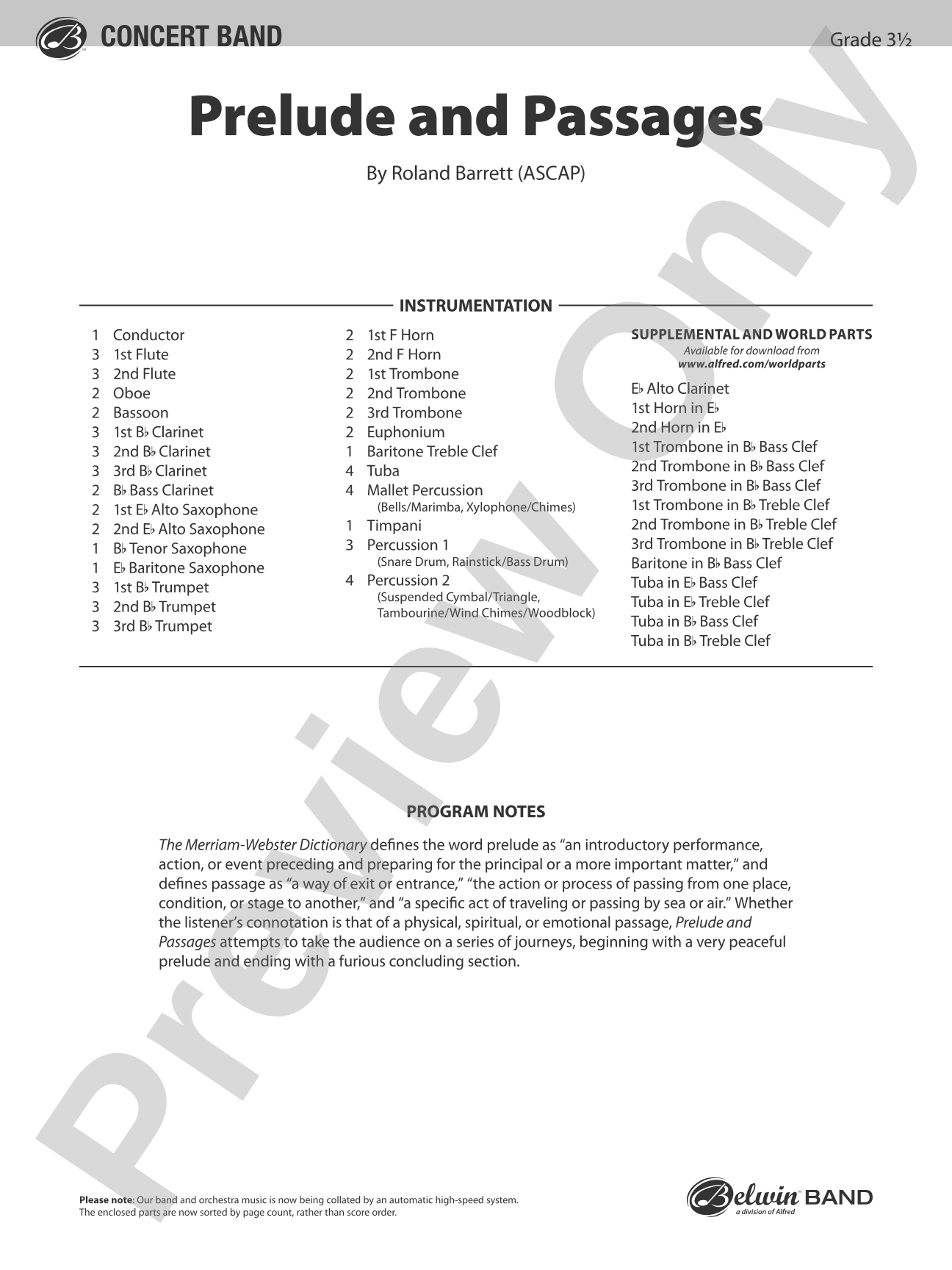 Prelude and Passages: Concert Band Conductor Score & Parts