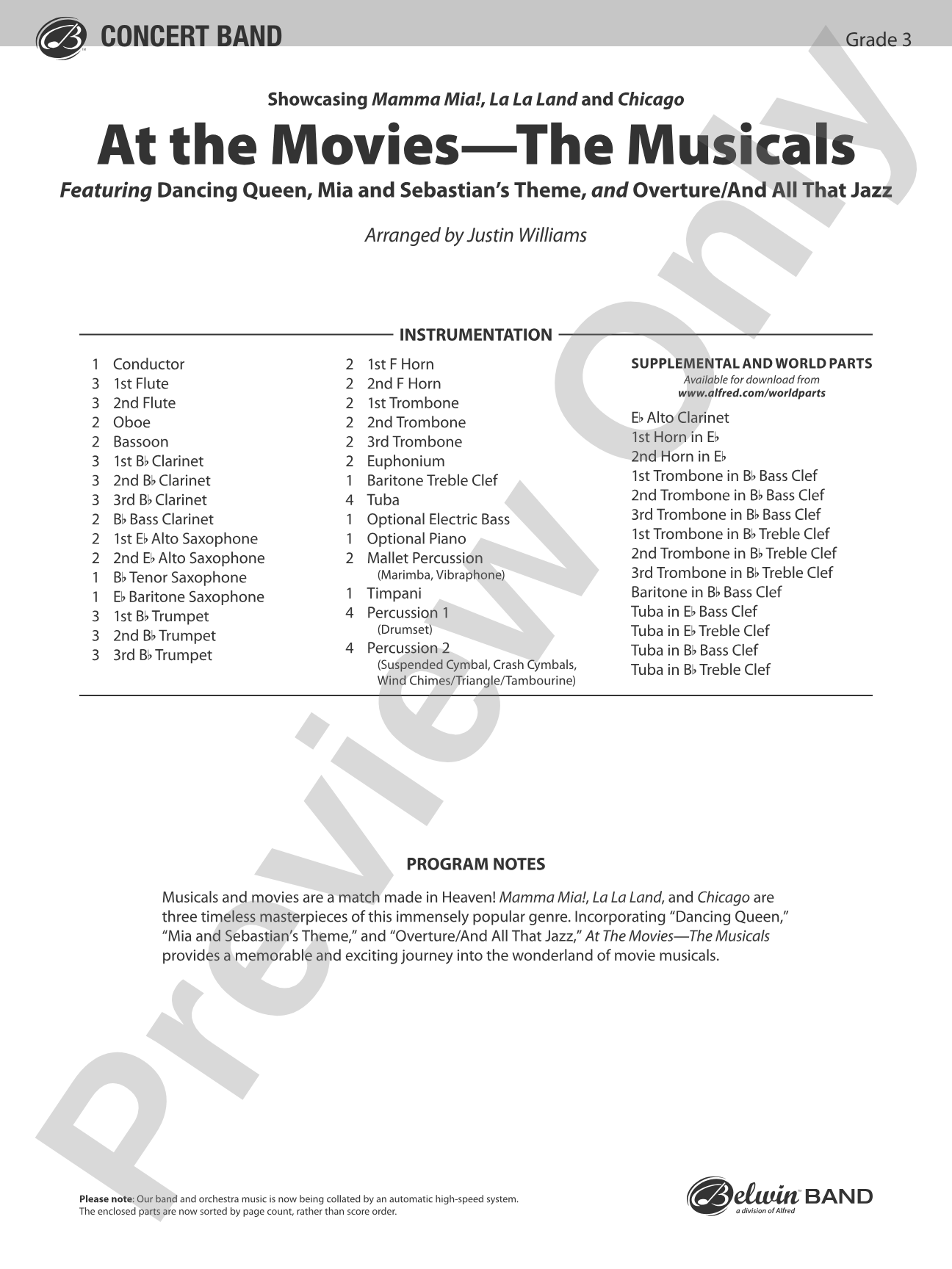 At the Movies---The Musicals: Concert Band Conductor Score & Parts