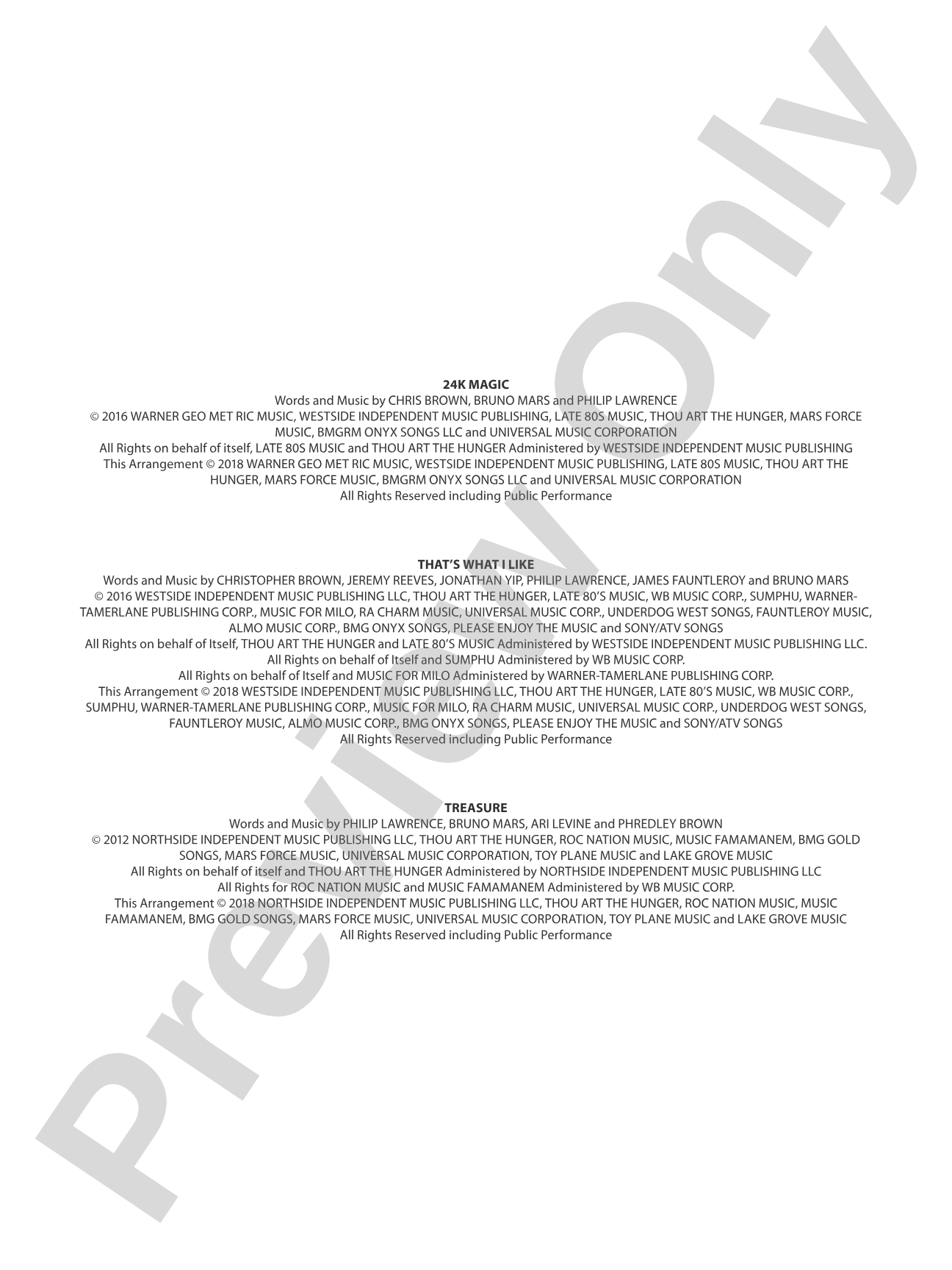 Bruno Mars on Tour: Score