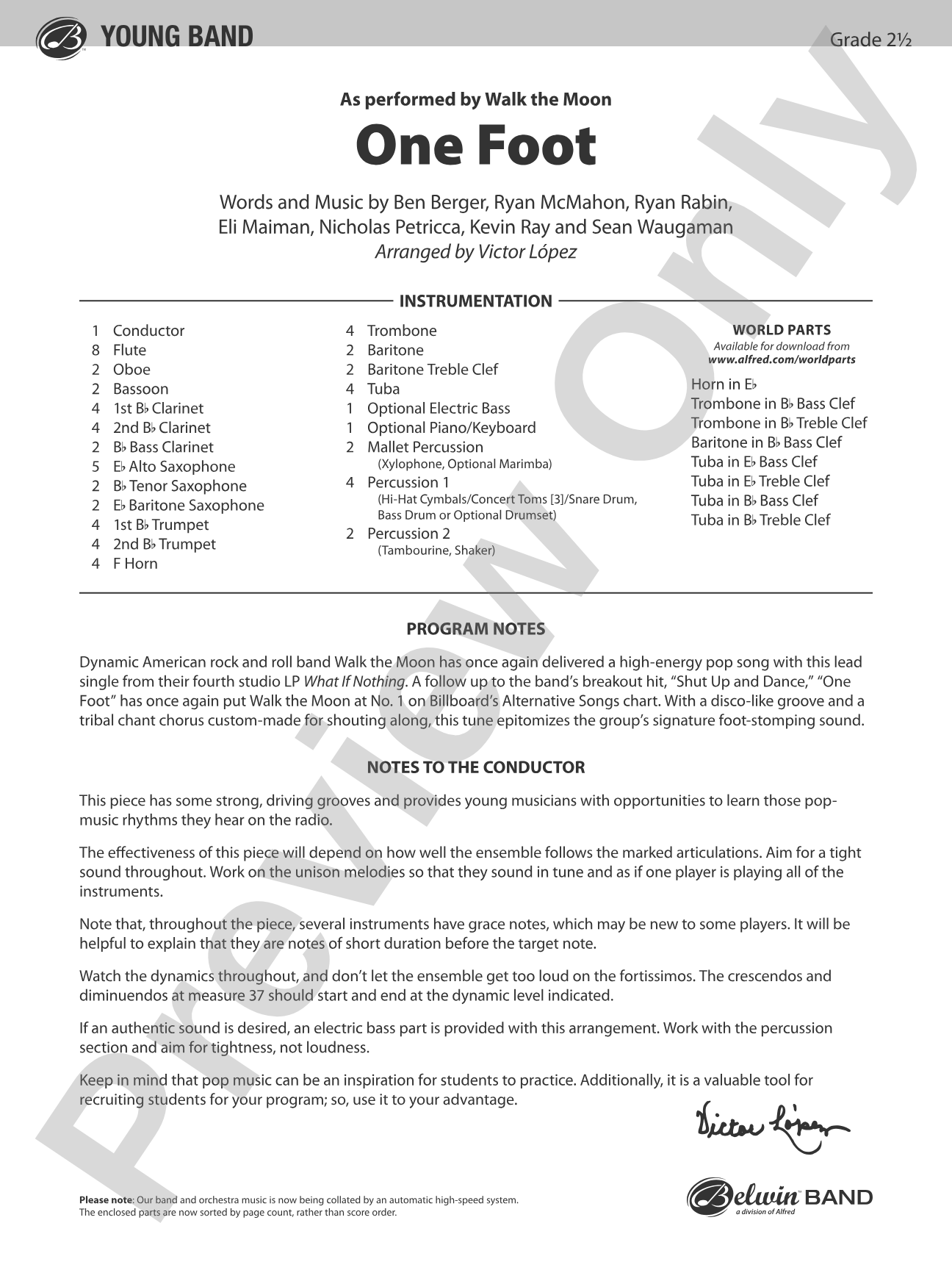 One Foot: Concert Band Conductor Score & Parts