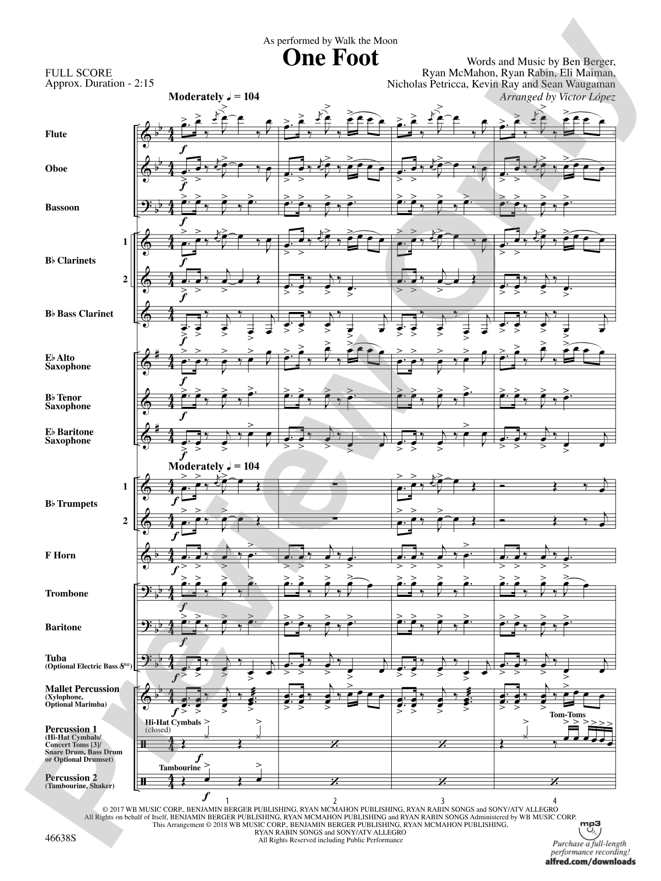 One Foot: Concert Band Conductor Score & Parts