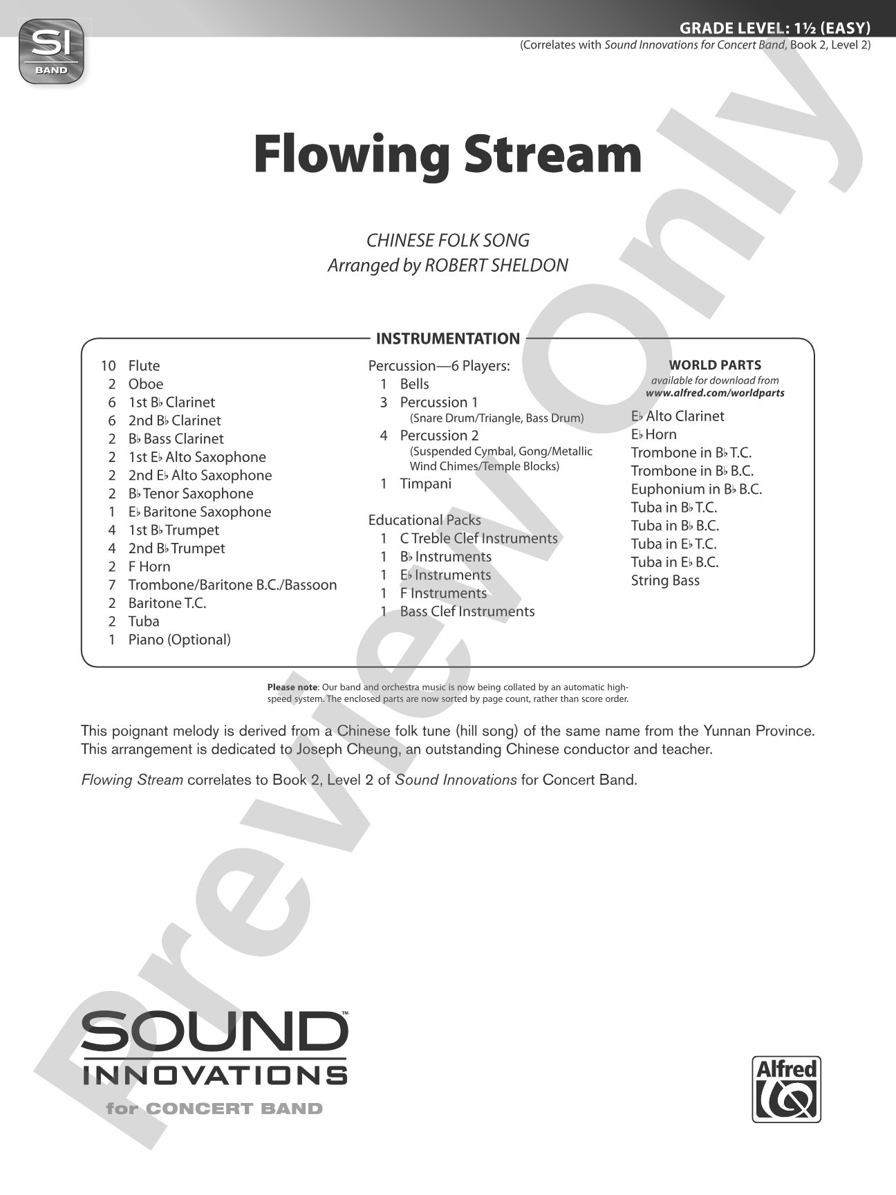 Flowing Stream: Concert Band Conductor Score & Parts