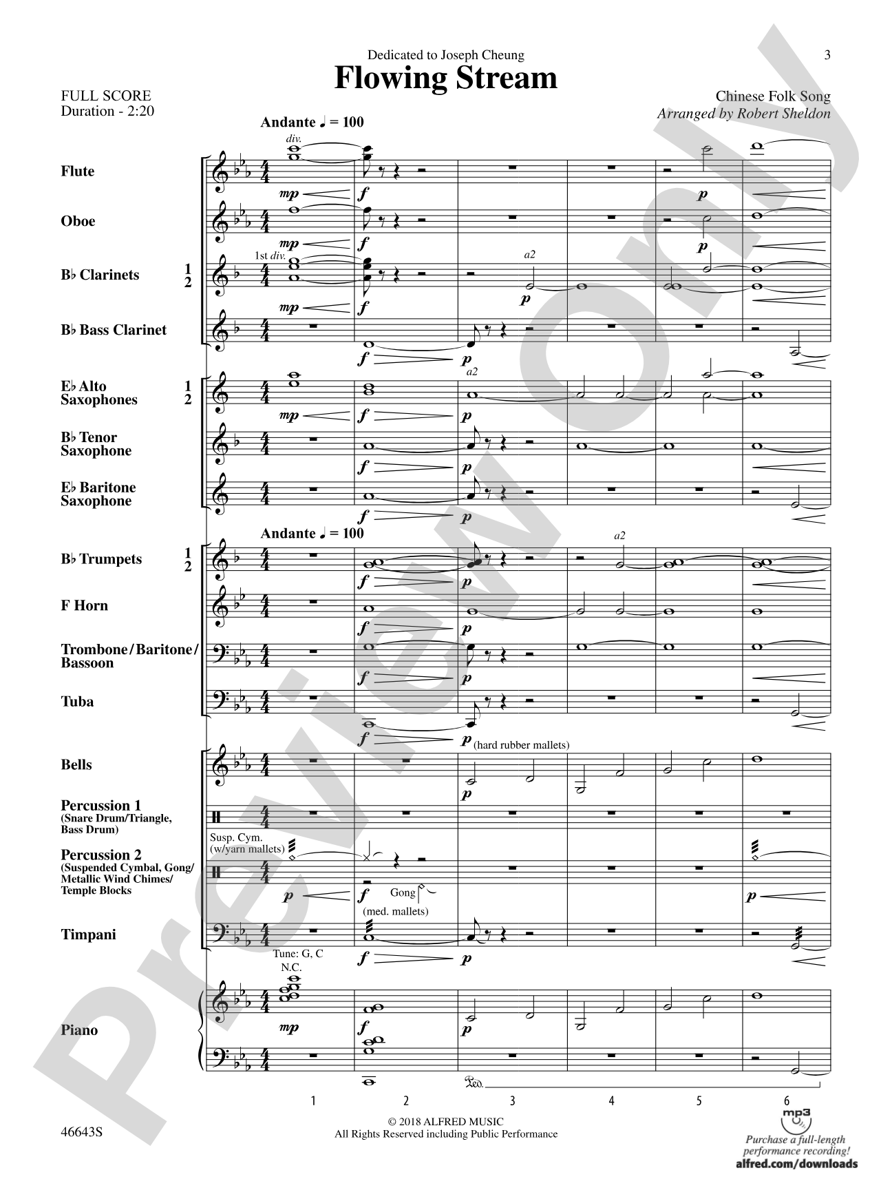 Flowing Stream: Concert Band Conductor Score & Parts