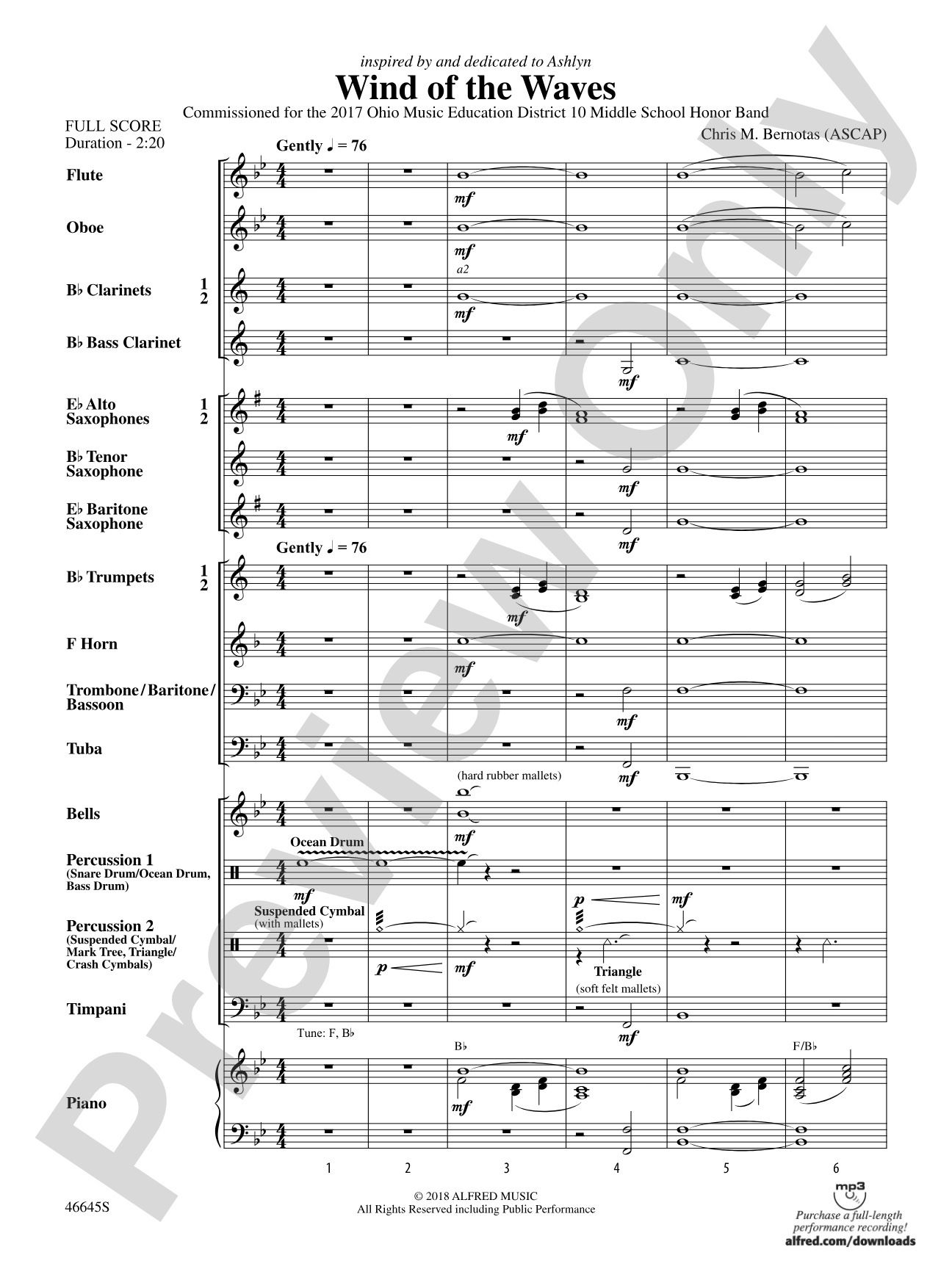 Wind of the Waves: Concert Band Conductor Score & Parts
