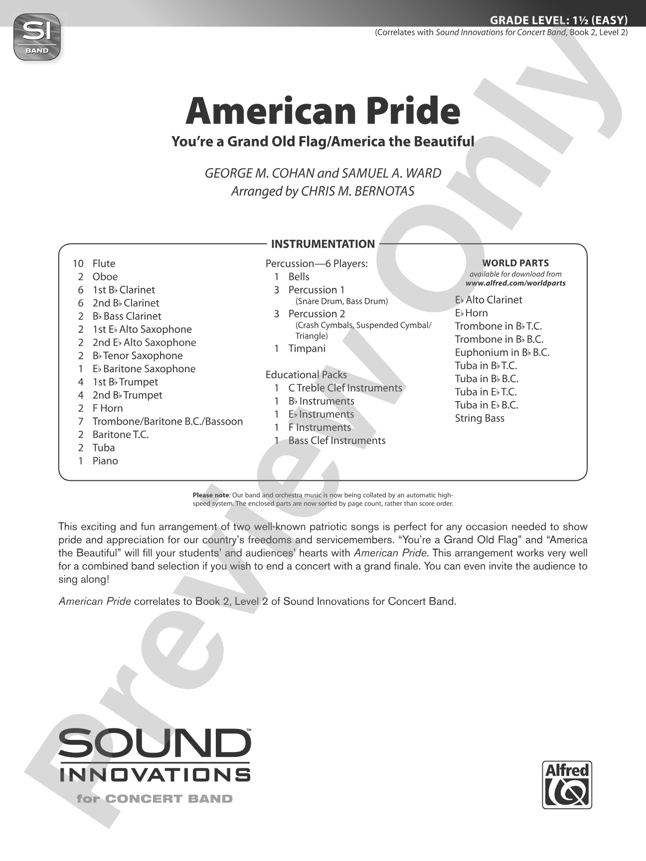 American Pride: Concert Band Conductor Score & Parts