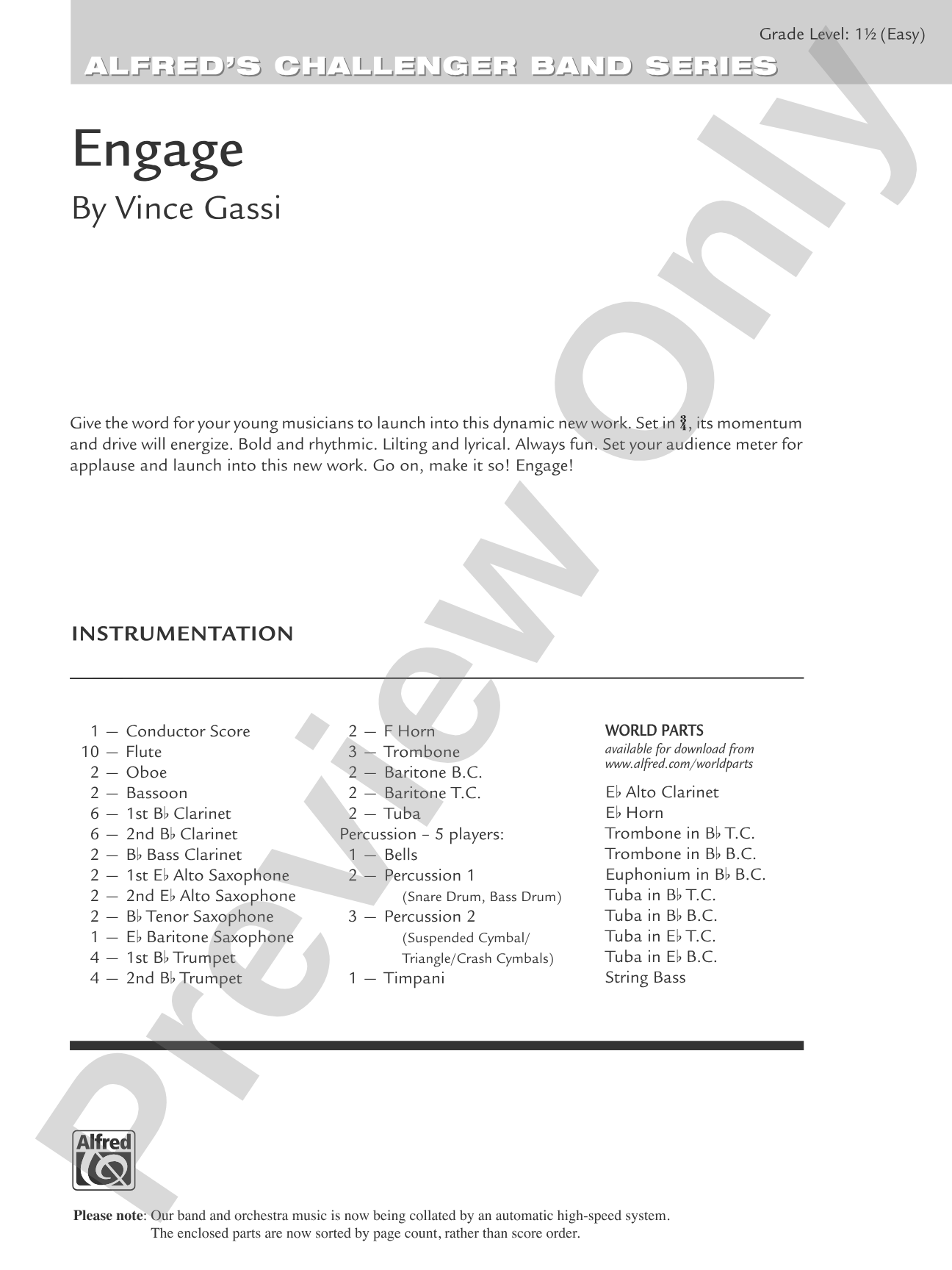 Engage: Concert Band Conductor Score & Parts