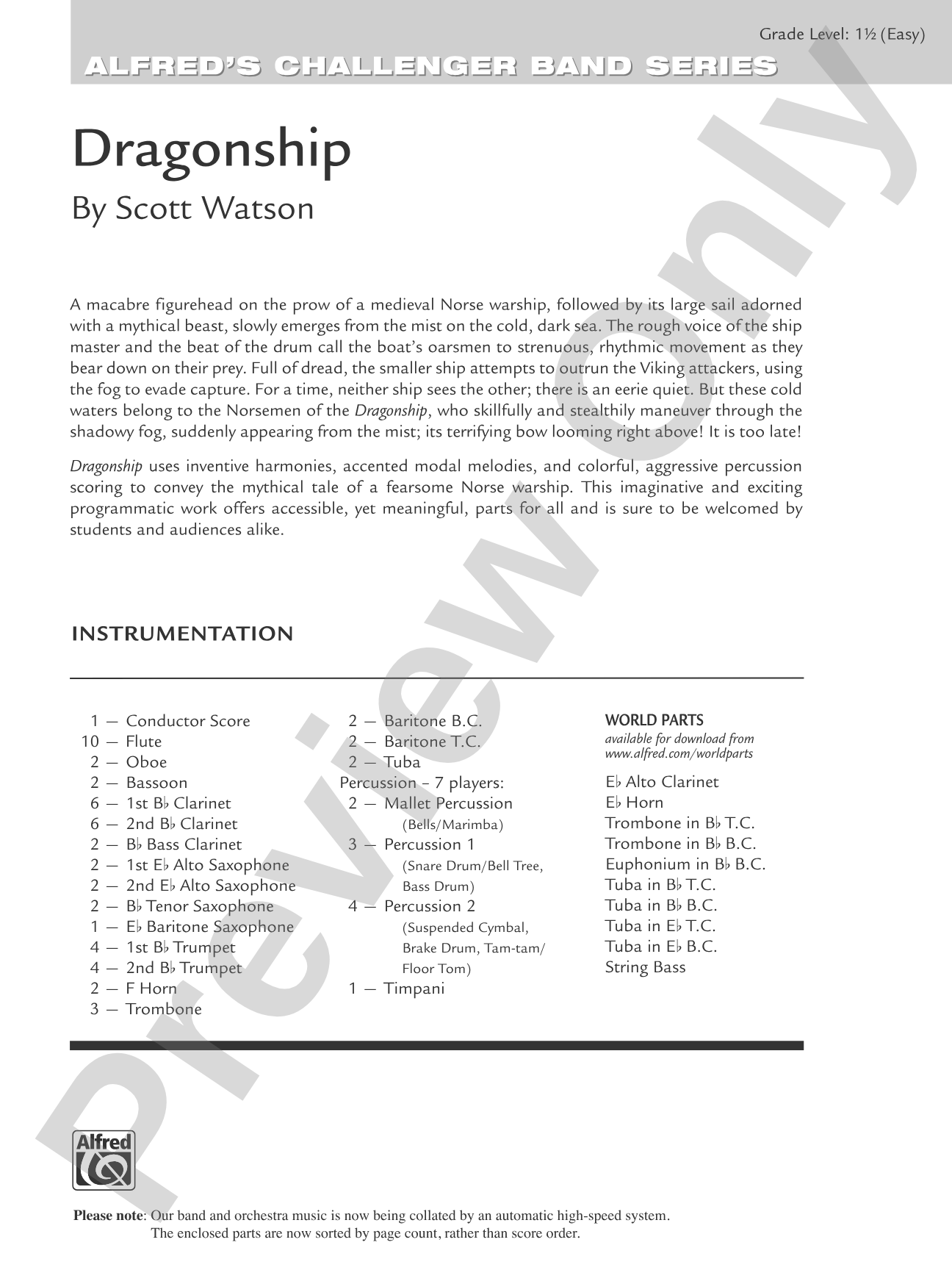 Dragonship: Concert Band Conductor Score & Parts