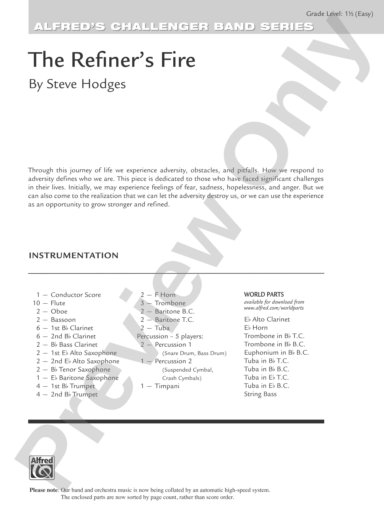 The Refiner's Fire: Concert Band Conductor Score & Parts