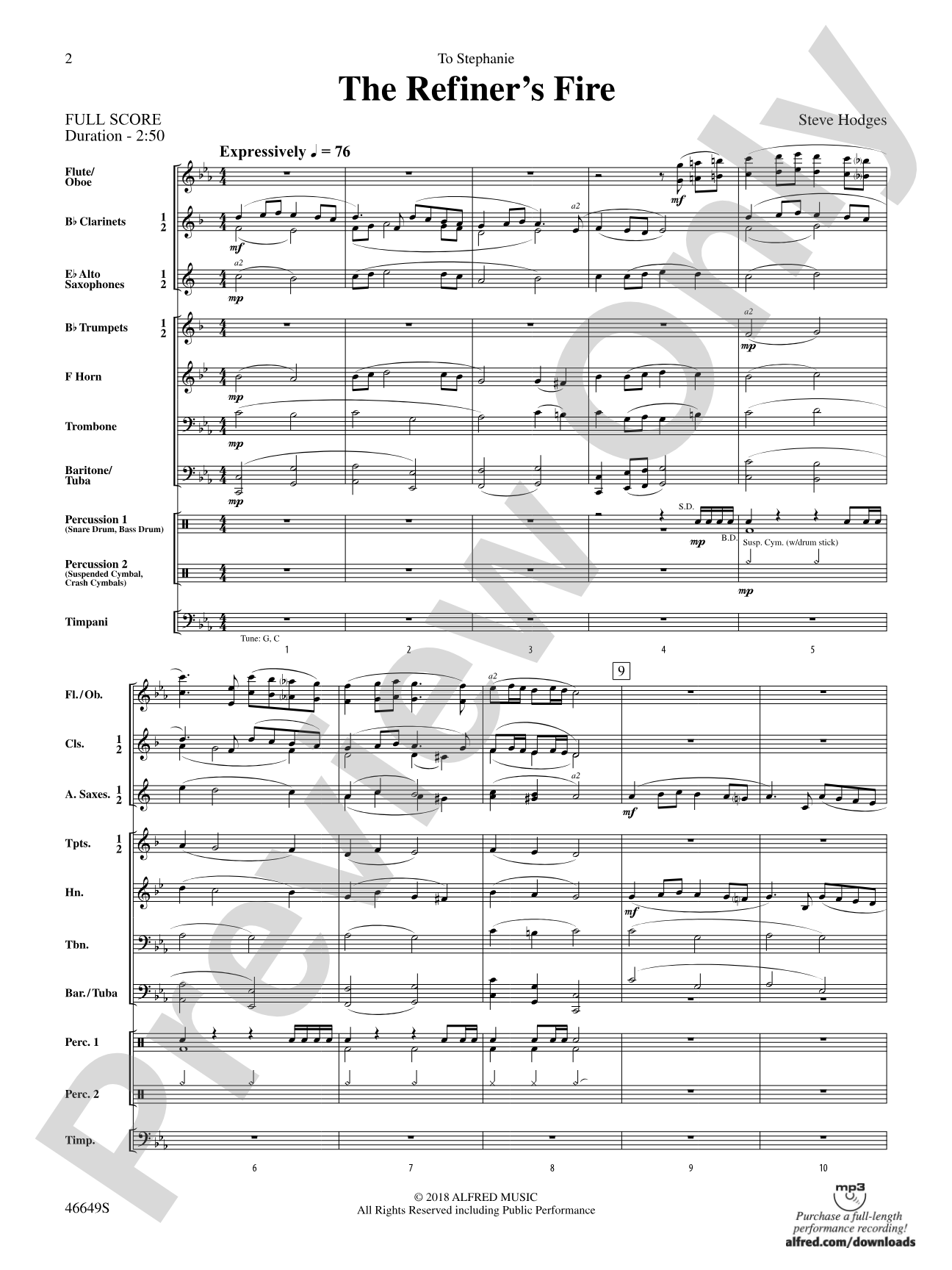 The Refiner's Fire: Concert Band Conductor Score & Parts