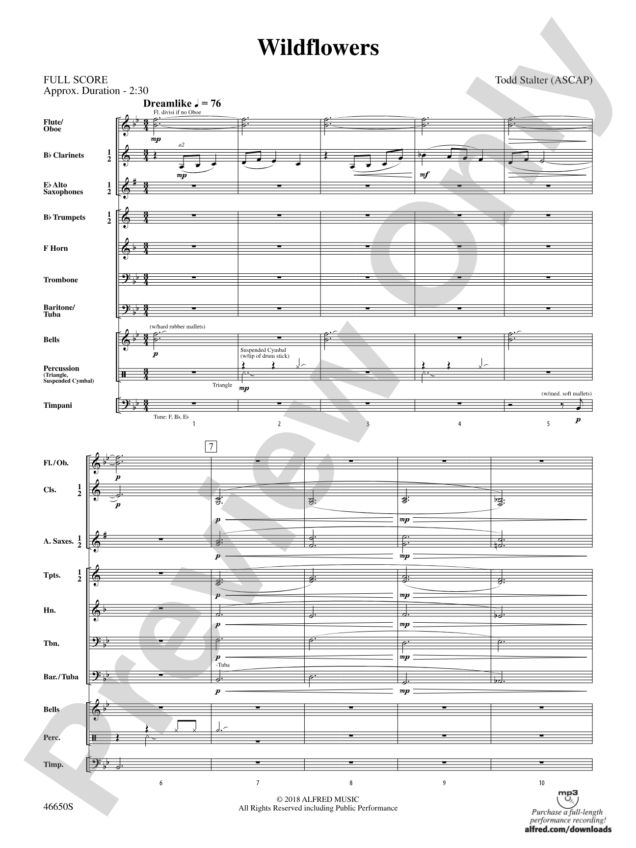 Wildflowers: Concert Band Conductor Score & Parts
