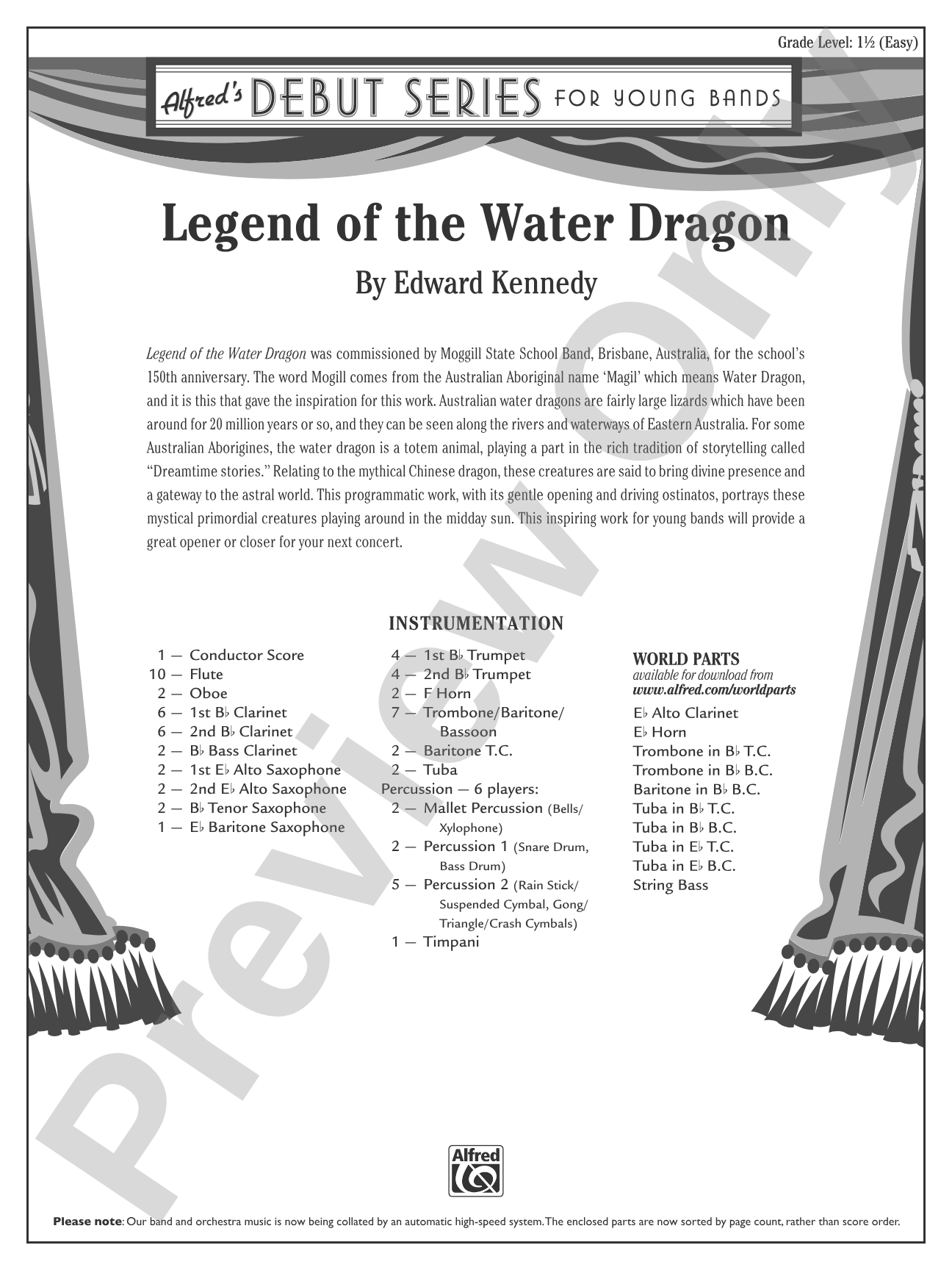 Legend of the Water Dragon: Concert Band Conductor Score & Parts