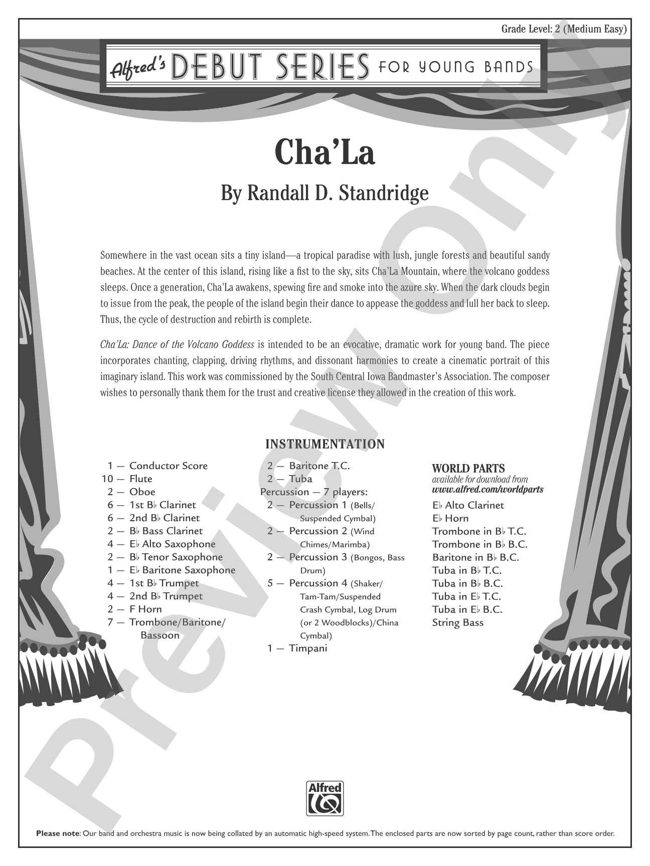 Cha'La: Concert Band Conductor Score & Parts