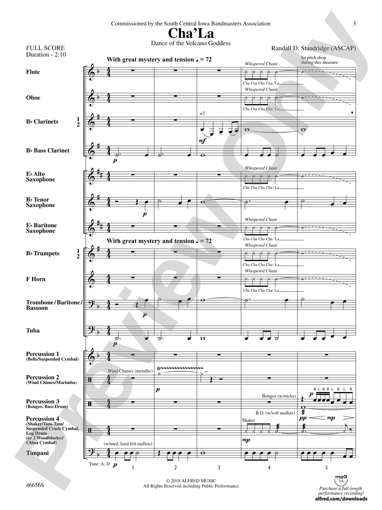 Cha'La: Concert Band Conductor Score & Parts