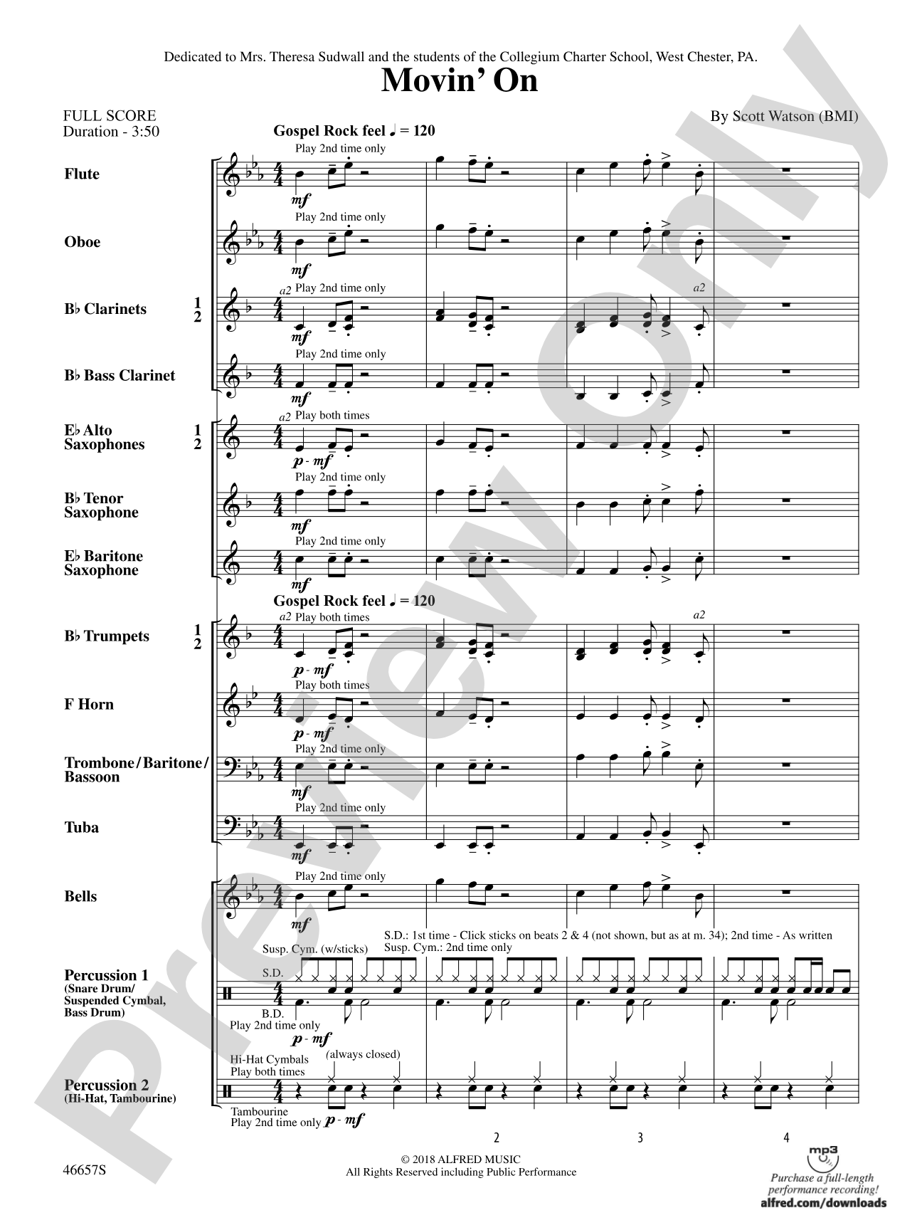Movin' On: Concert Band Conductor Score & Parts