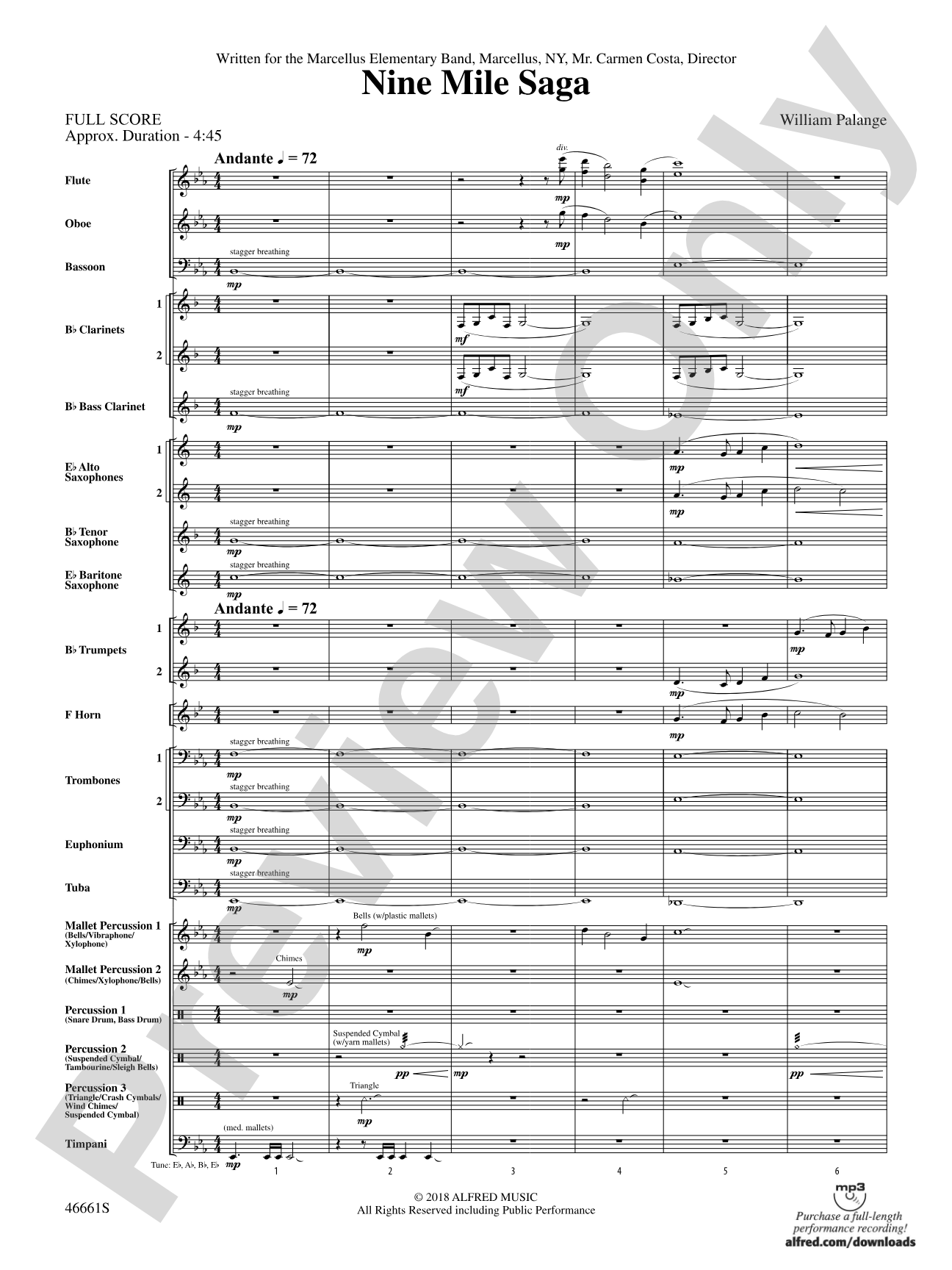 Nine Mile Saga: Concert Band Conductor Score & Parts