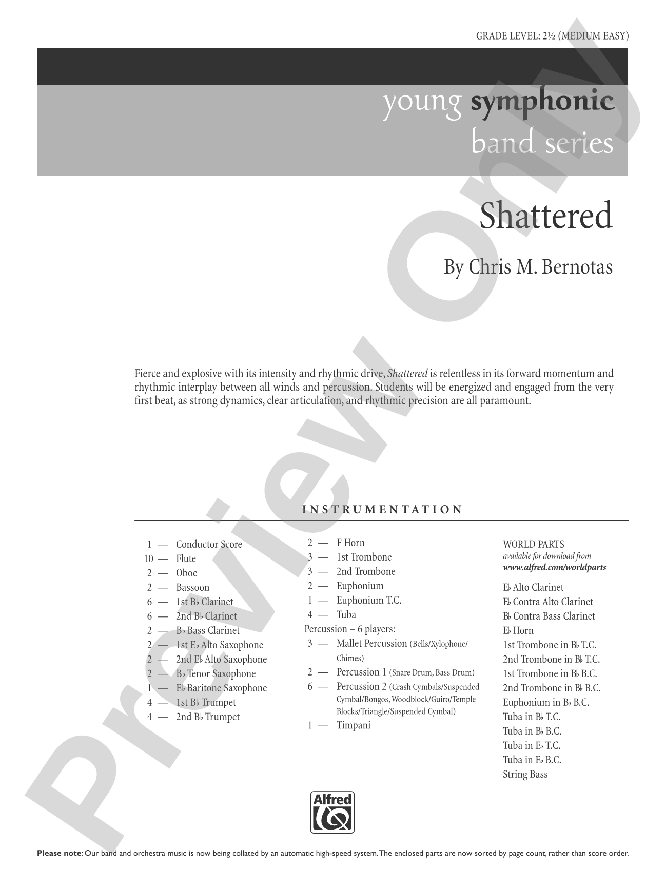 Shattered: Concert Band Conductor Score & Parts