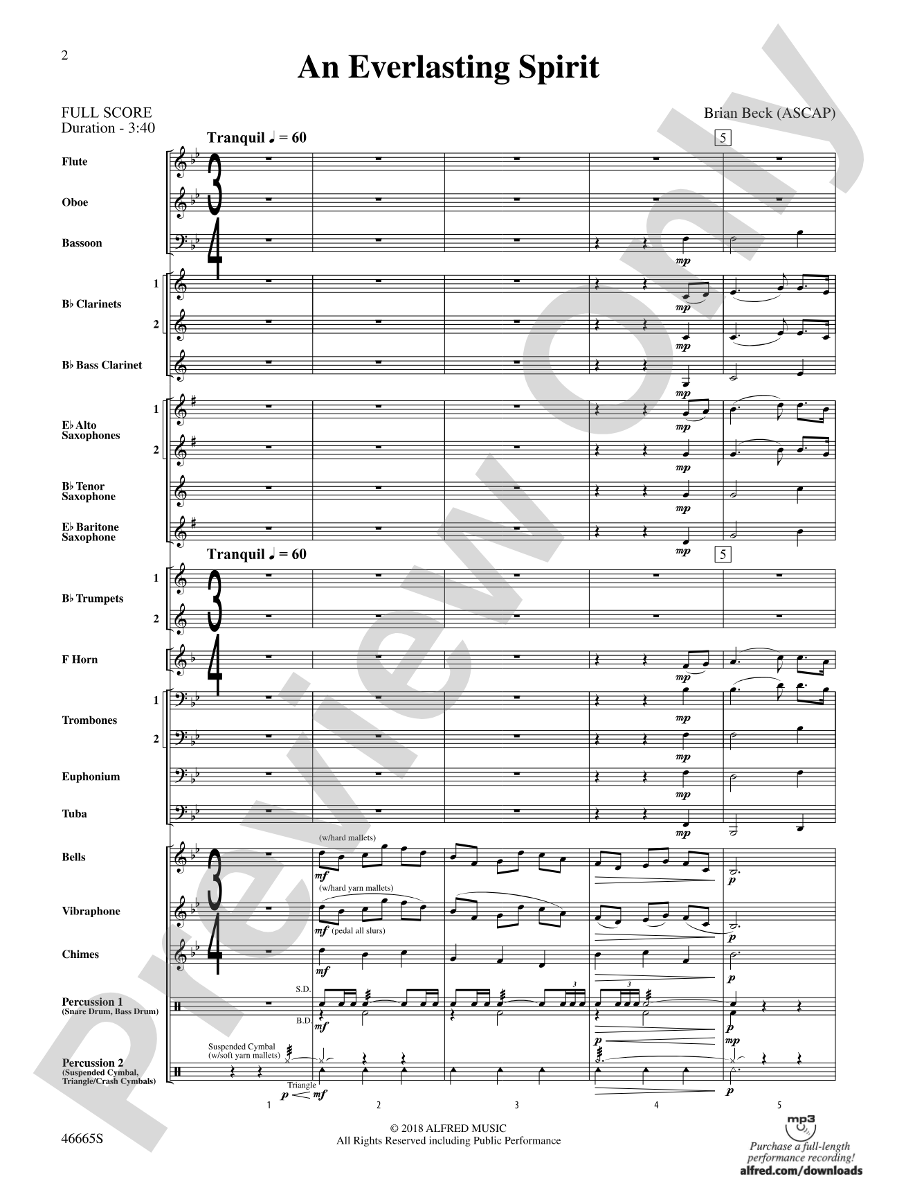 An Everlasting Spirit: Concert Band Conductor Score & Parts